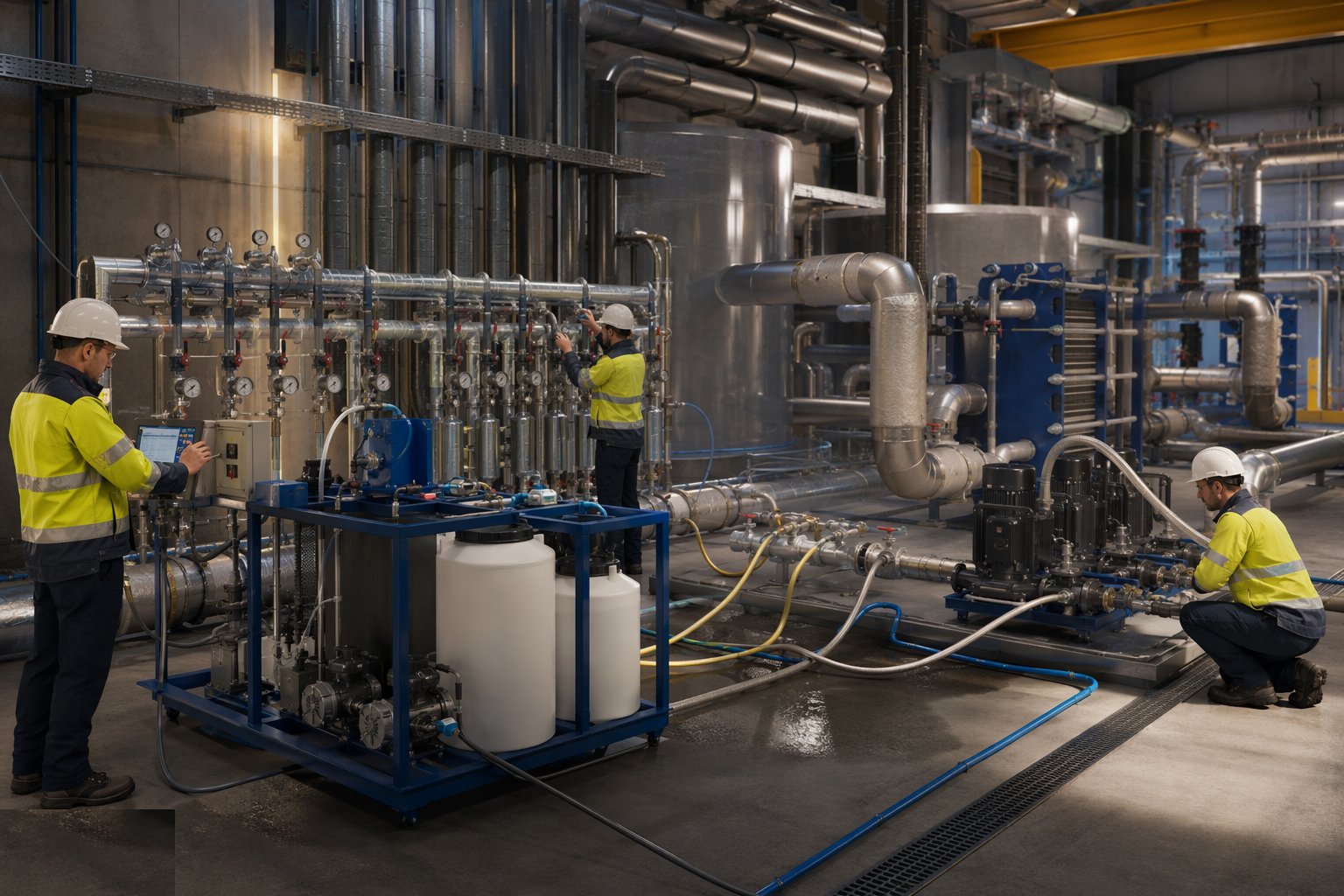 Fill, dose and balance the loops — Geothermal Plant, Connection & Commissioning, step 4