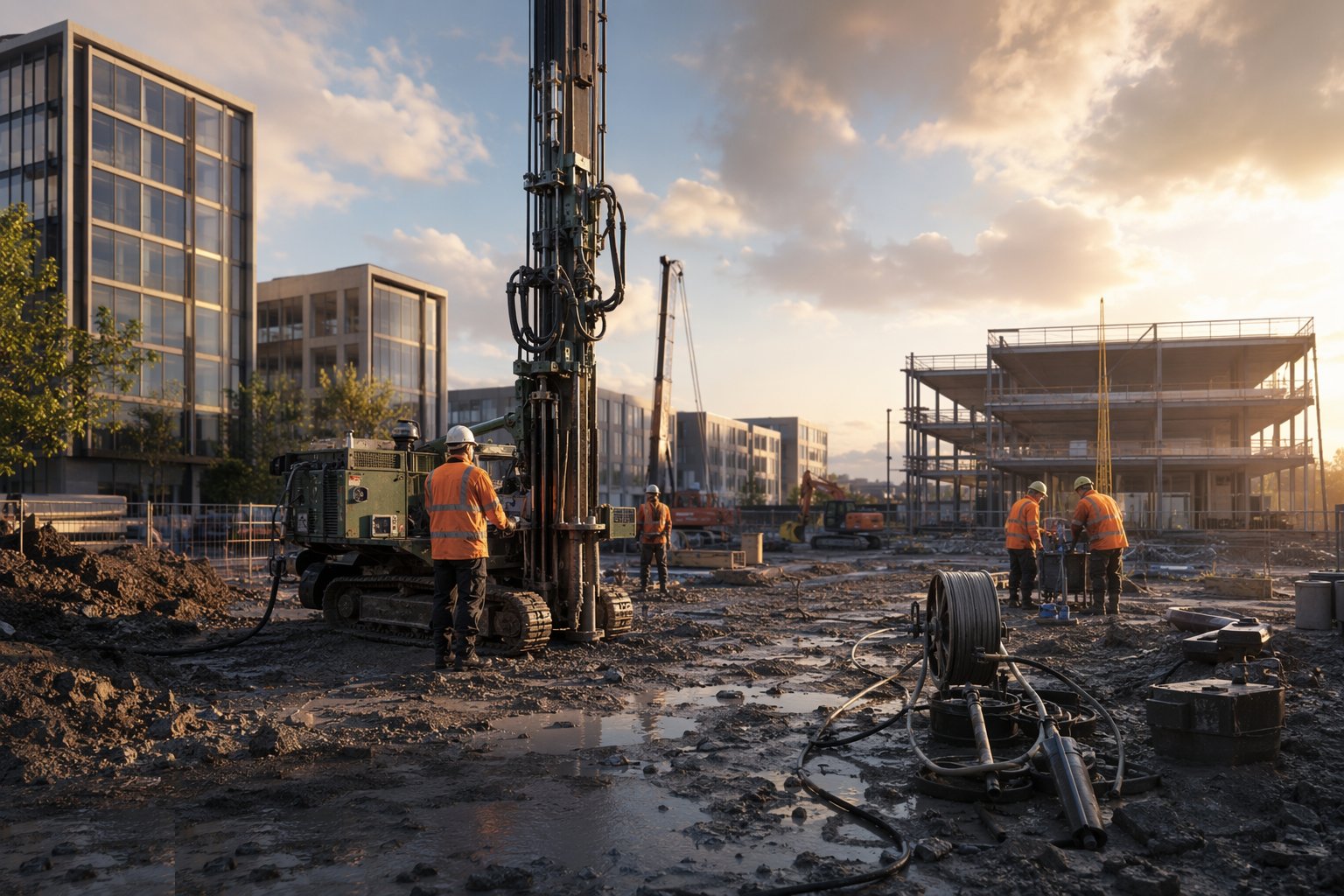 Drill the test borehole and run the TRT — Shallow Geothermal — Commercial & District Schemes, step 2