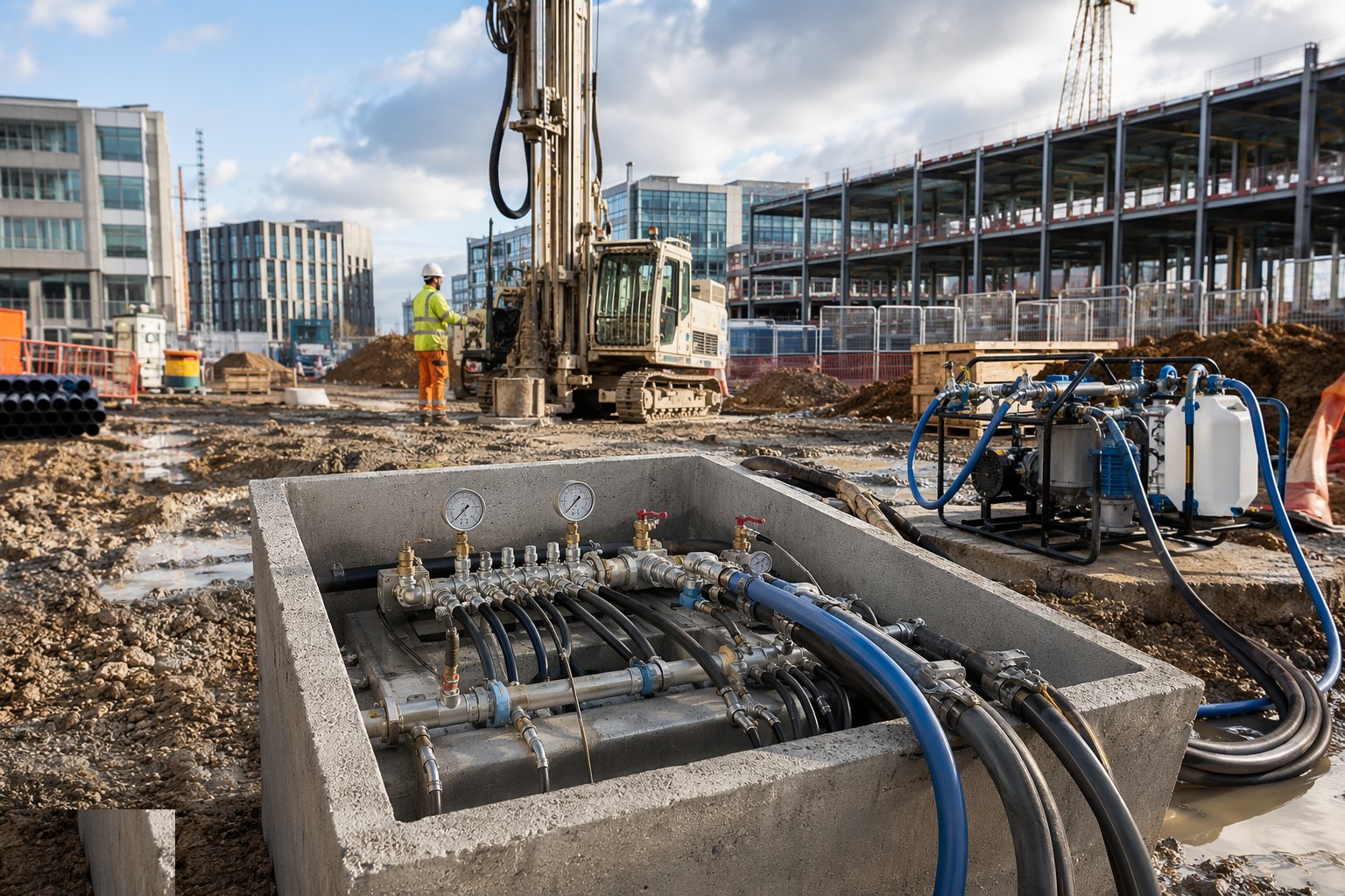 Pressure test, flush and fill — Shallow Geothermal — Commercial & District Schemes, step 5