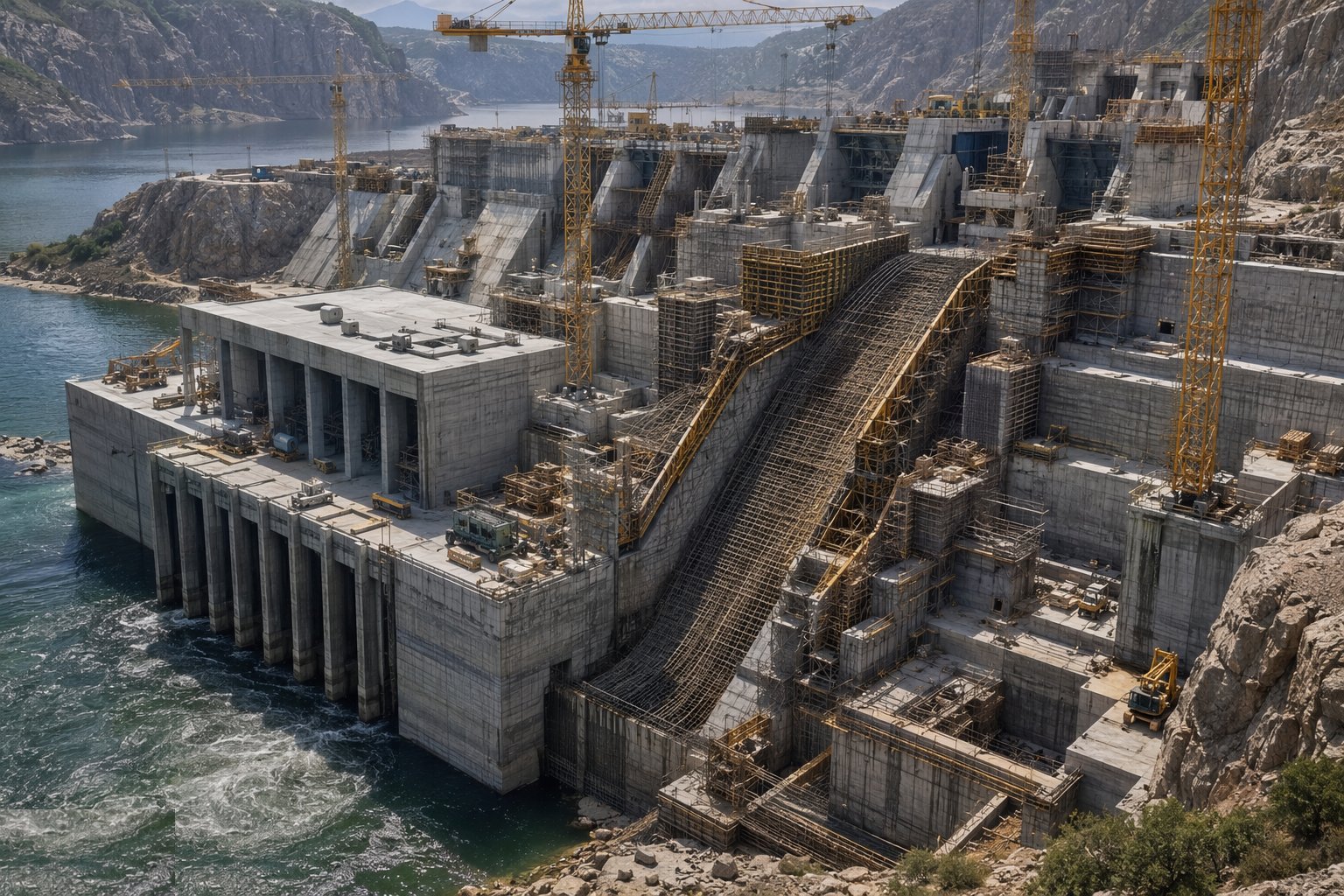 Build the intake, spillway and outlet structures — Dam & Powerhouse Civils, step 5