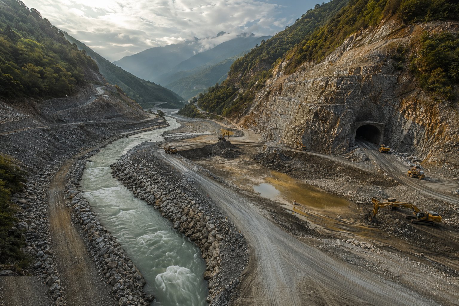 Build the diversion works first — River Diversion & Cofferdams, step 2