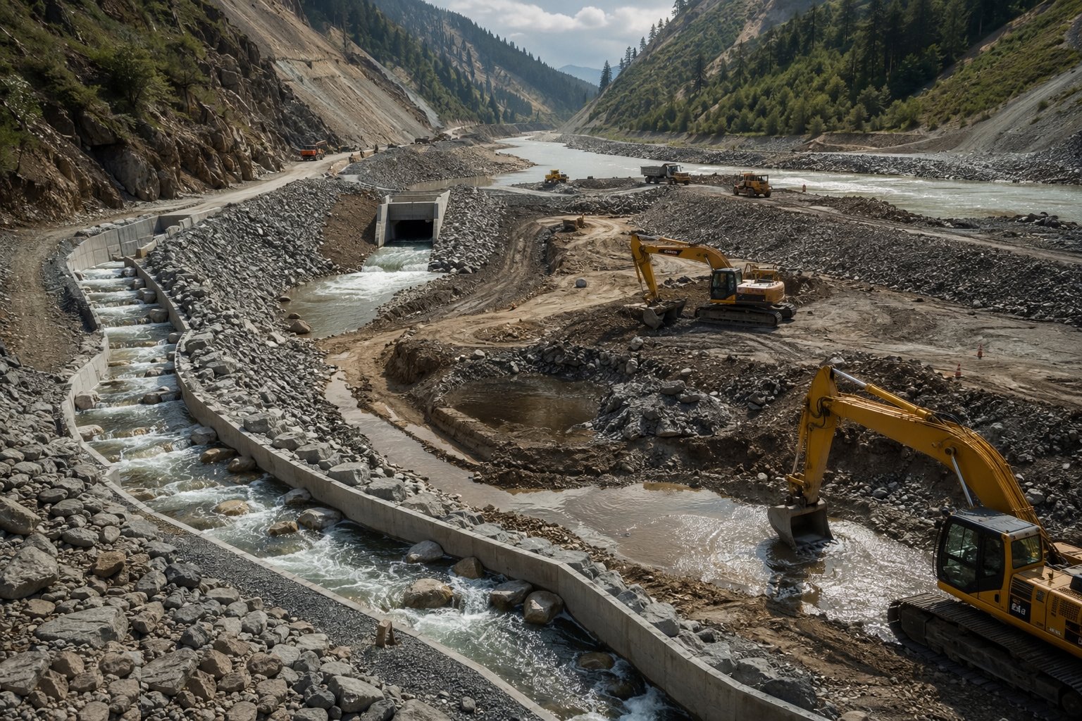 Maintain the river's interests throughout — River Diversion & Cofferdams, step 7