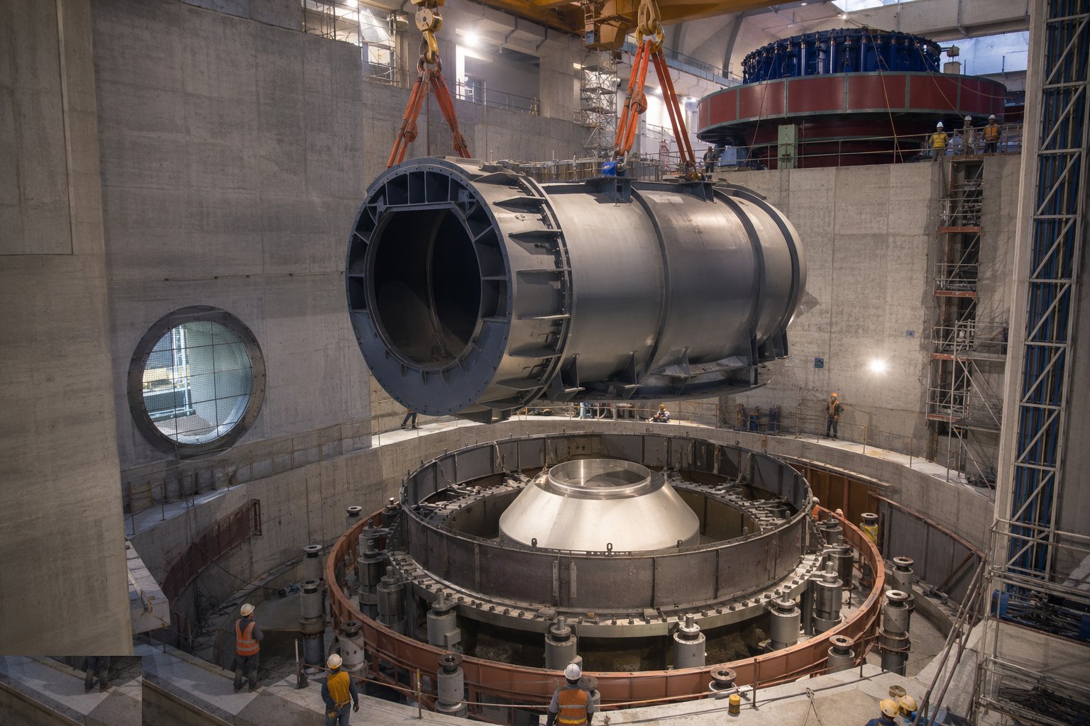 Set the draft-tube liner, stay ring and spiral case — Electromechanical Installation, step 2