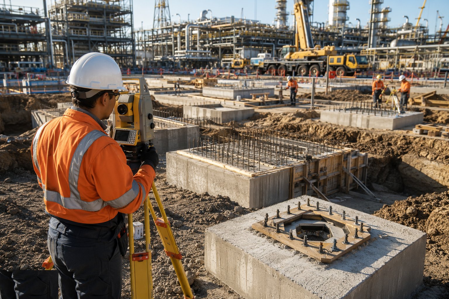 Verify ground and set out from primary control — Heavy Civils & Foundations, step 1