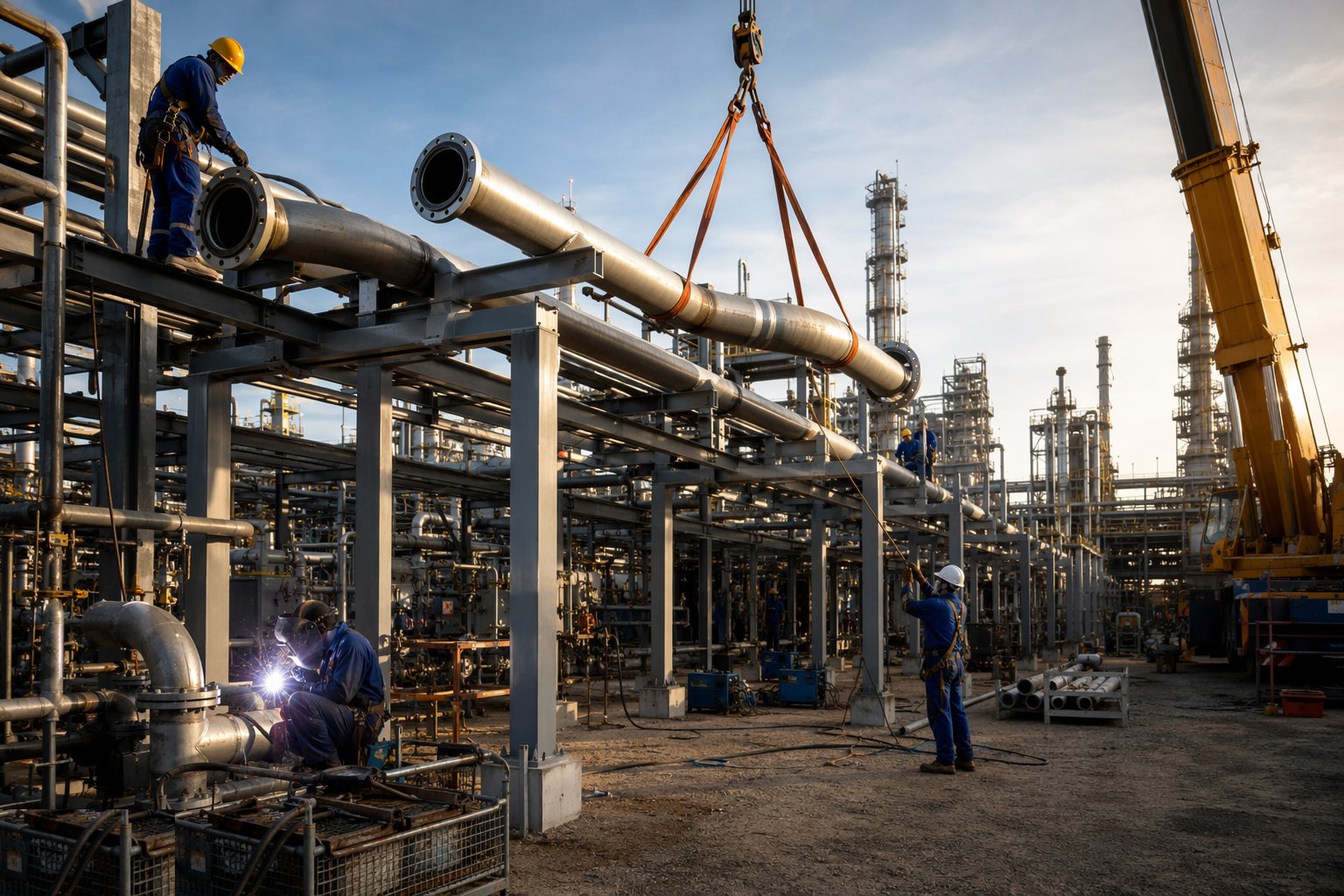 Erect spools and make field welds — Piping & E&I Installation, step 3