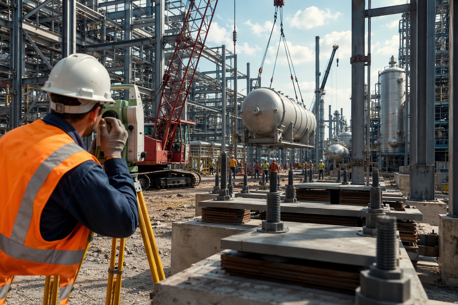 Survey foundations and prepare bearing surfaces — Structural Steel & Equipment Setting, step 2