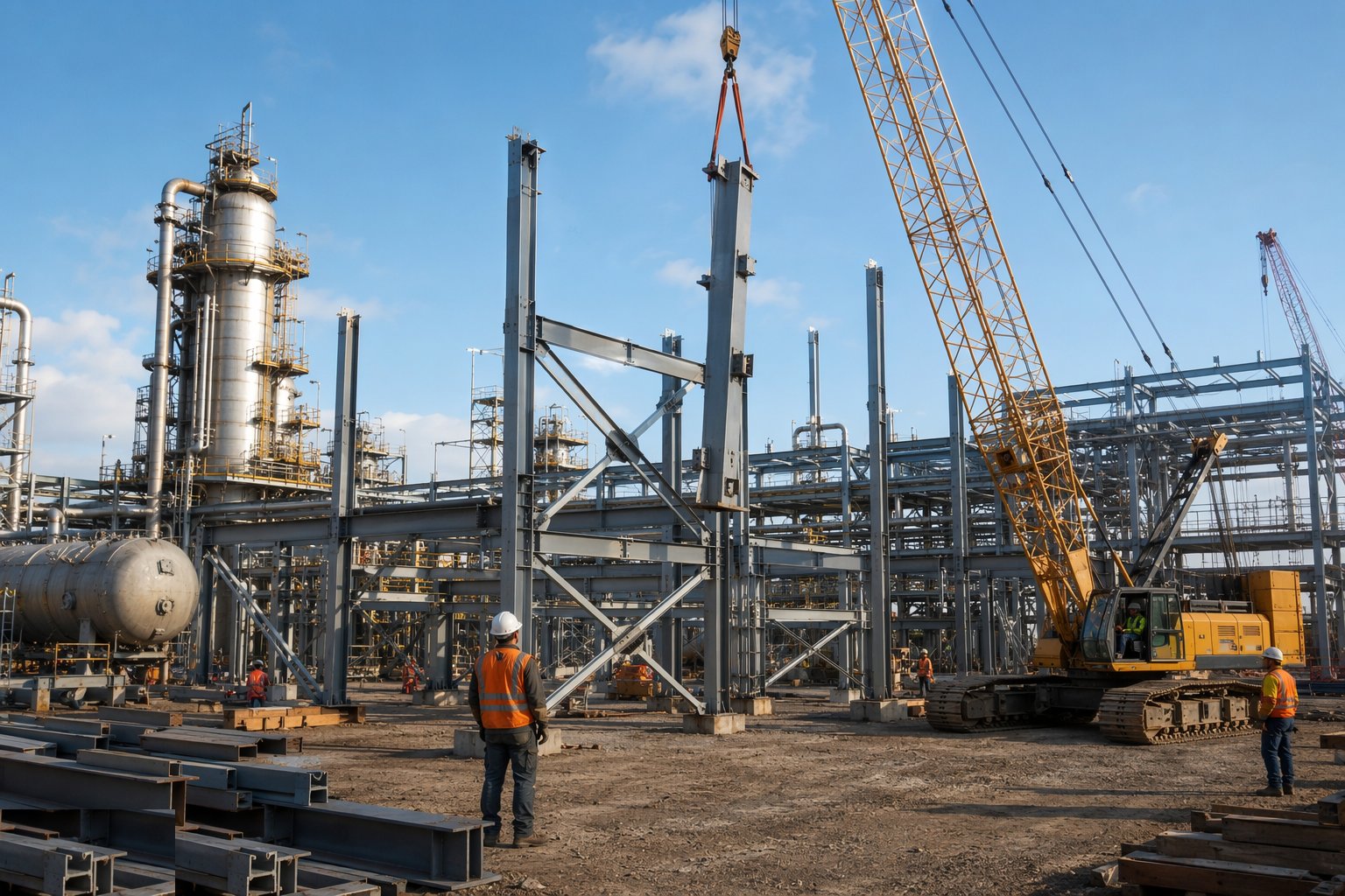Erect the steelwork — Structural Steel & Equipment Setting, step 3