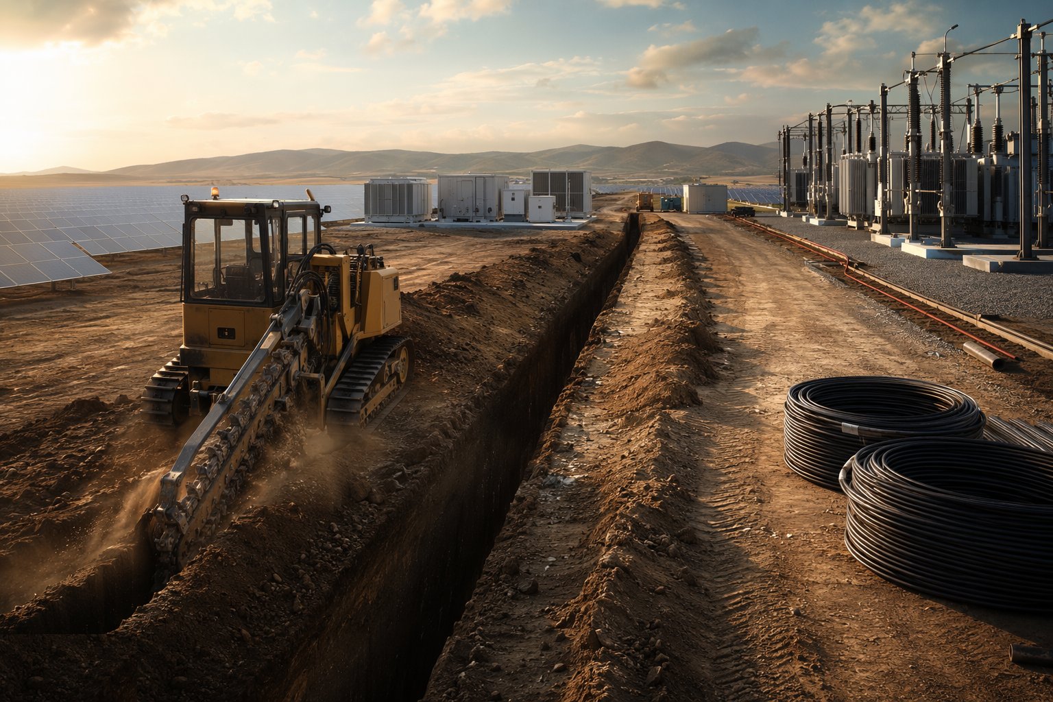 Set out and excavate the cable network — Electrical Balance of System, step 1