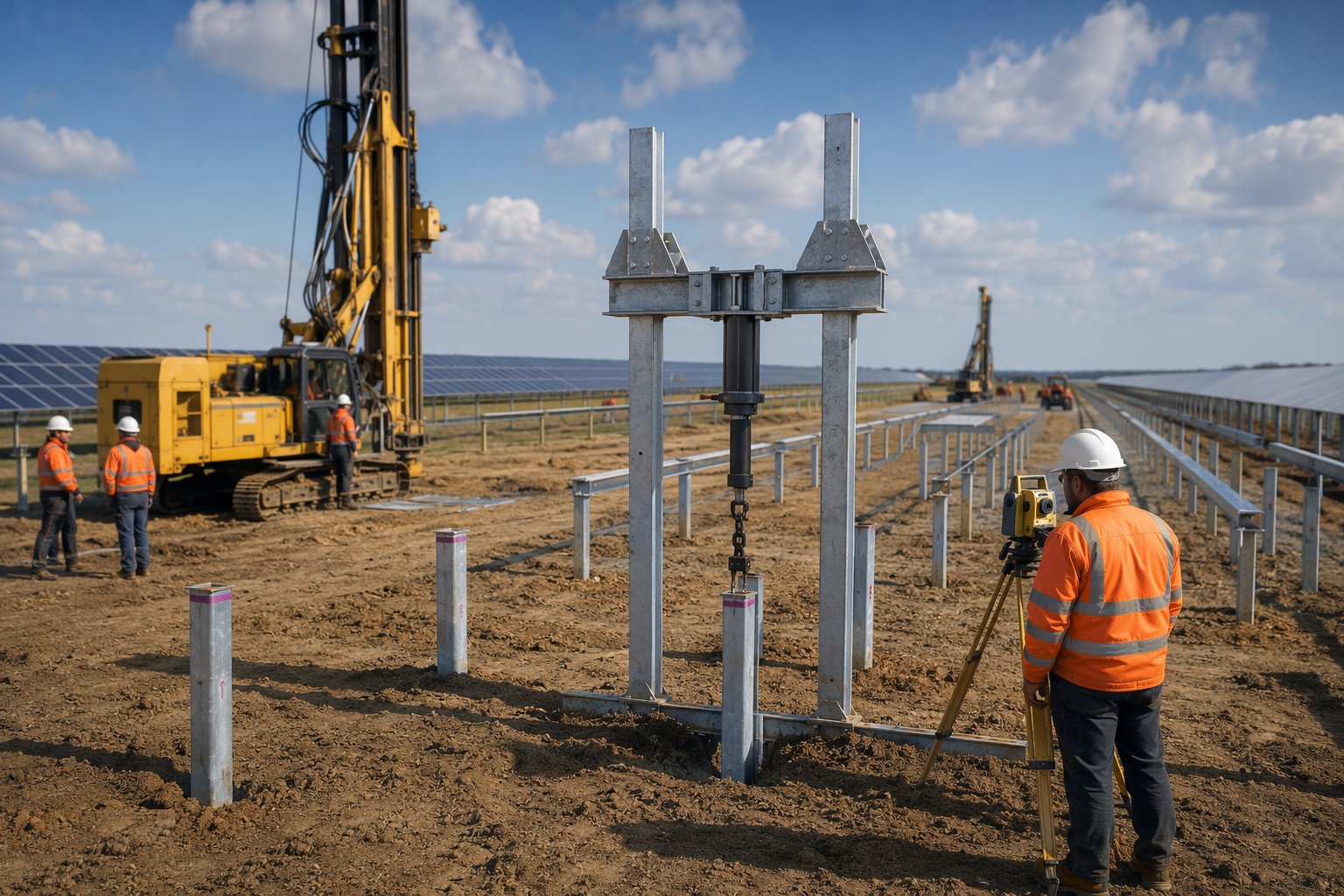 Prove the design with trial driving and pull-out verification — Piling & Mounting Structures, step 2