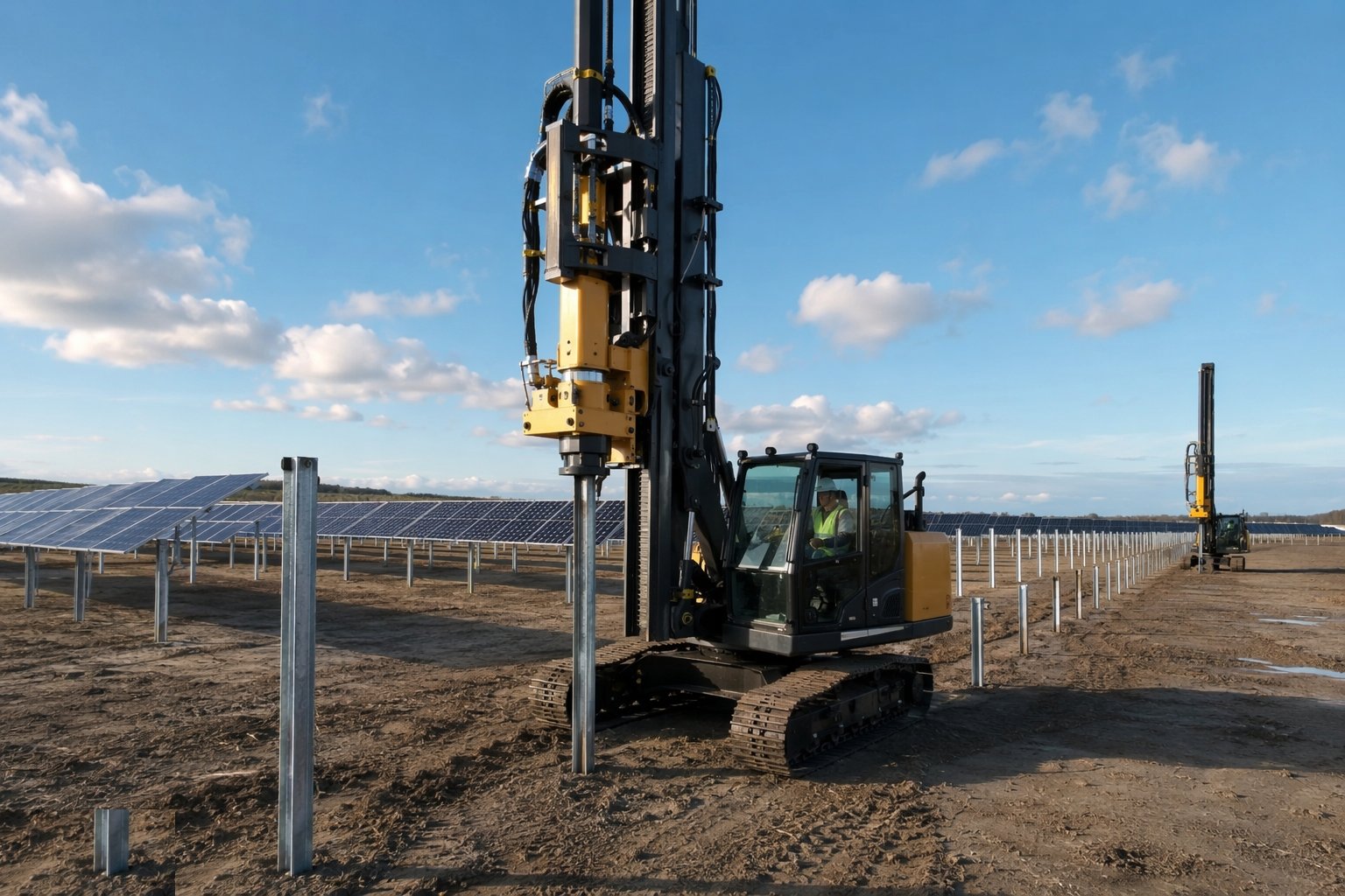 Drive production posts with logged QA — Piling & Mounting Structures, step 3