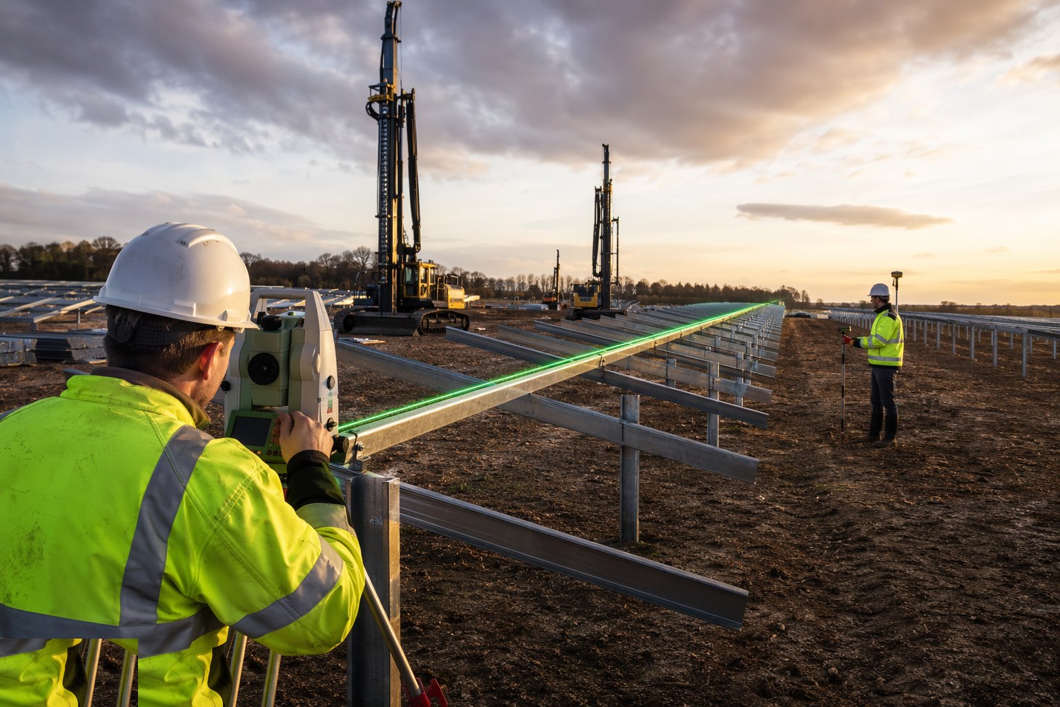 Final alignment survey and release to module installation — Piling & Mounting Structures, step 7