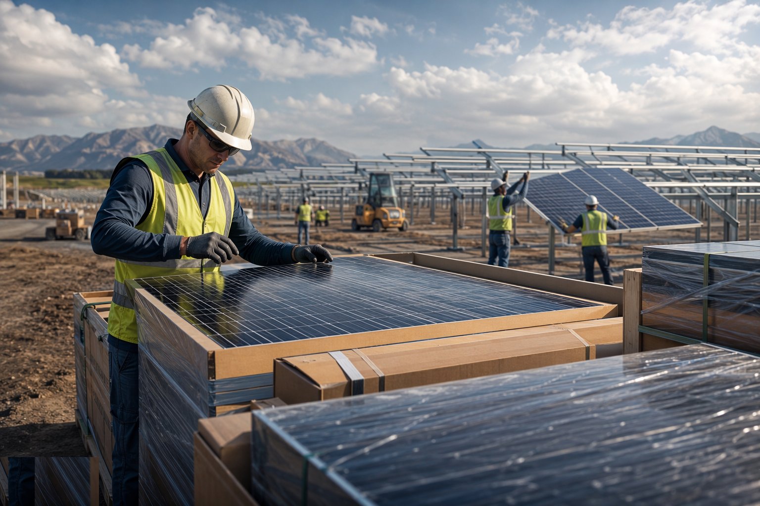 Receive, inspect and sample the modules — PV Module Installation, step 1