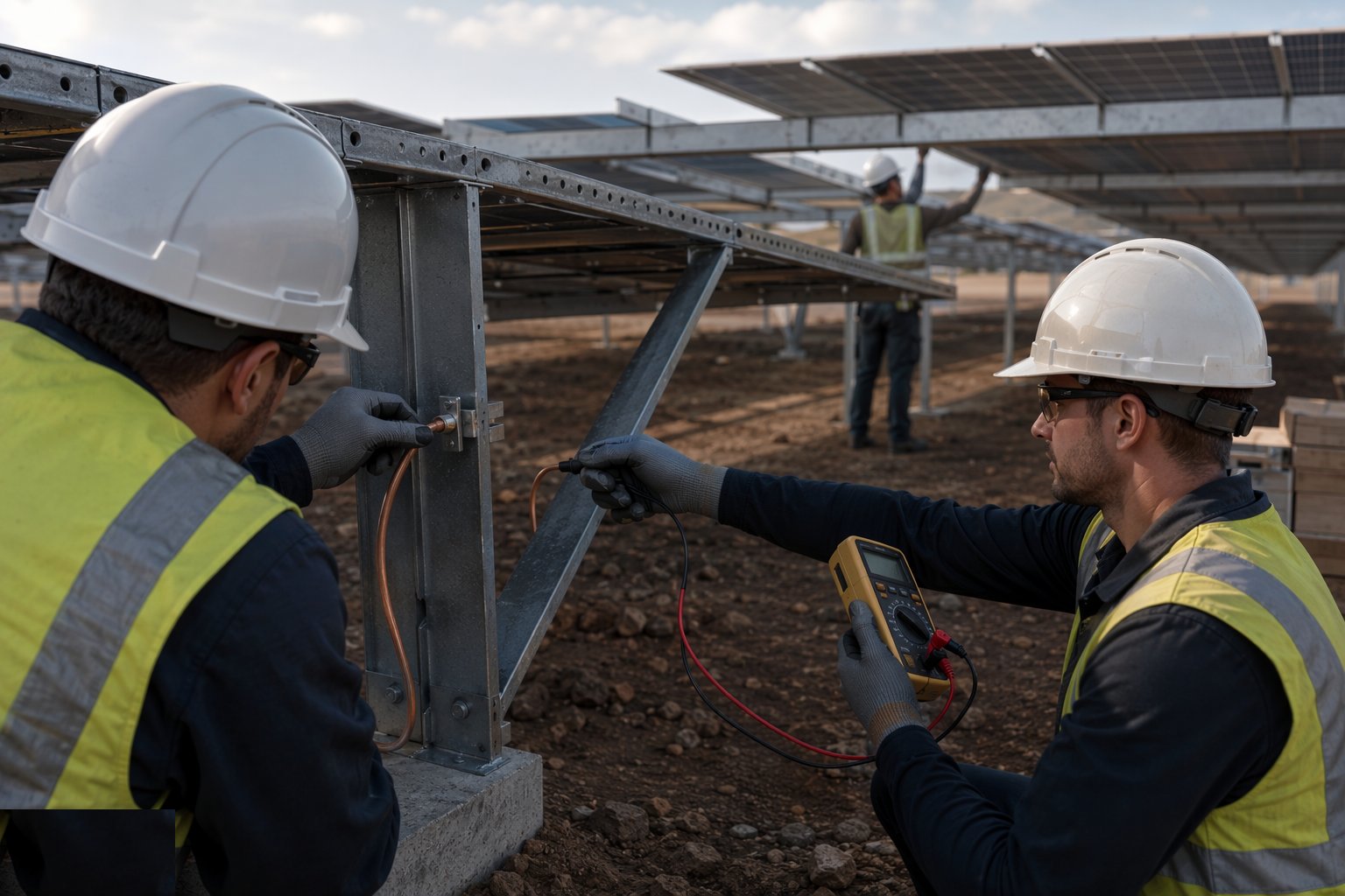 Bond the frames and complete earthing continuity — PV Module Installation, step 5