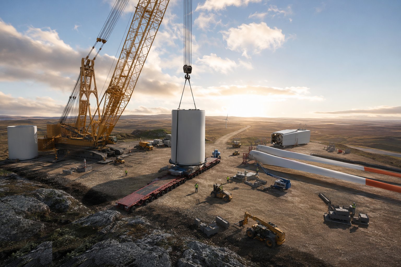 Plan the lifts and the abnormal-load logistics — Craneage & Tower Erection, step 2