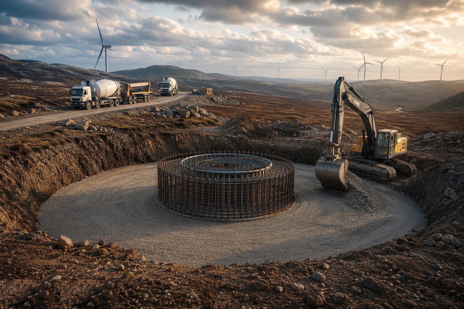 Excavate to formation and blind — Wind Turbine Foundations, step 2