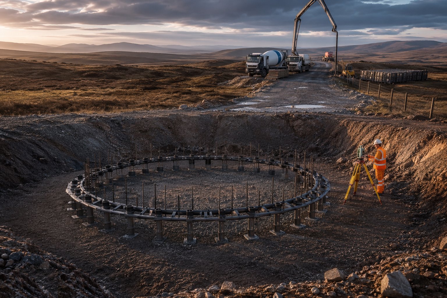 Assemble and survey the anchor cage — Wind Turbine Foundations, step 3