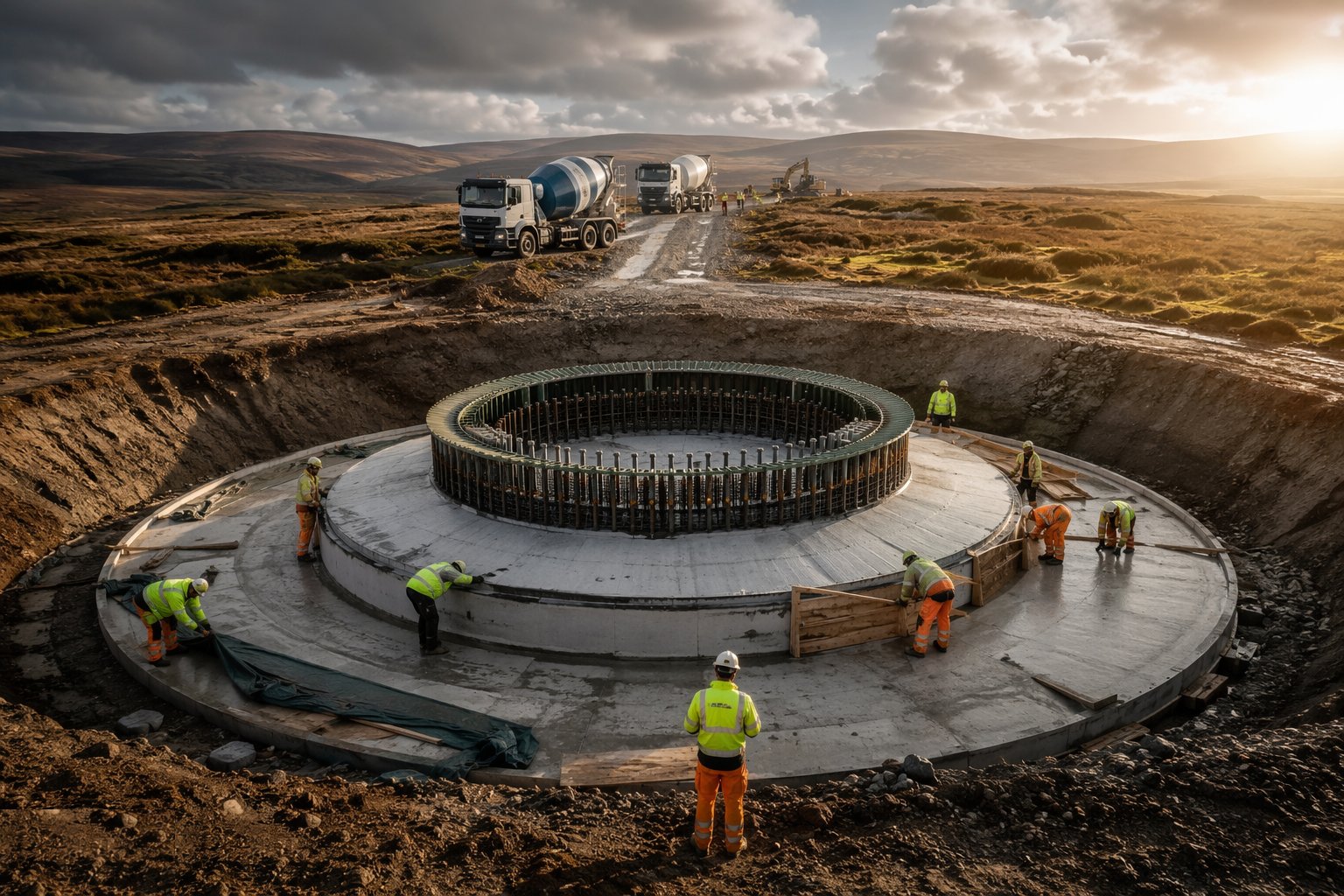 Cure, strike and backfill — Wind Turbine Foundations, step 6
