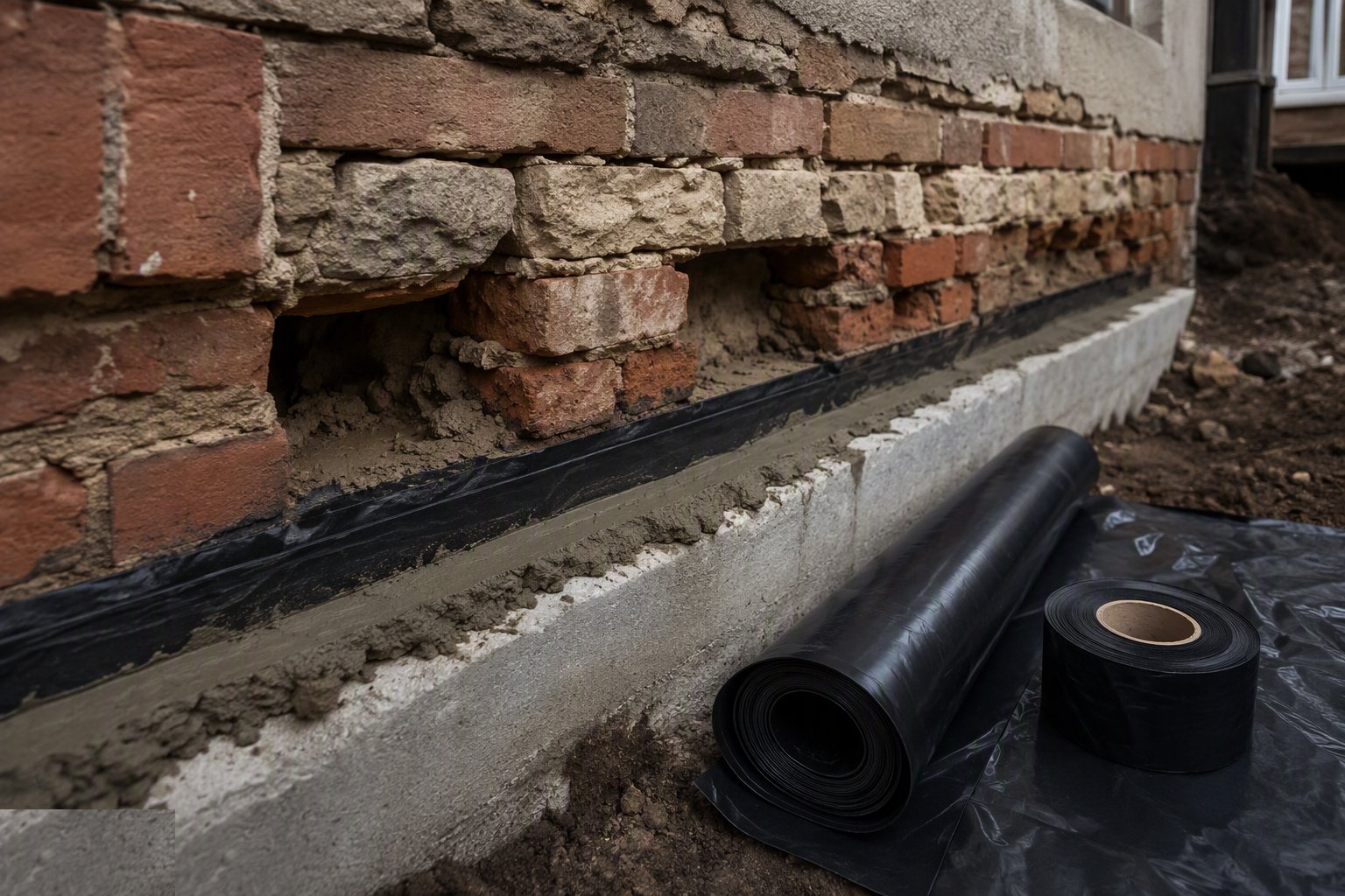 Retrofit: remove the bridge and prepare the wall — Damp Proofing — DPC, DPM and Cavity Trays, step 6