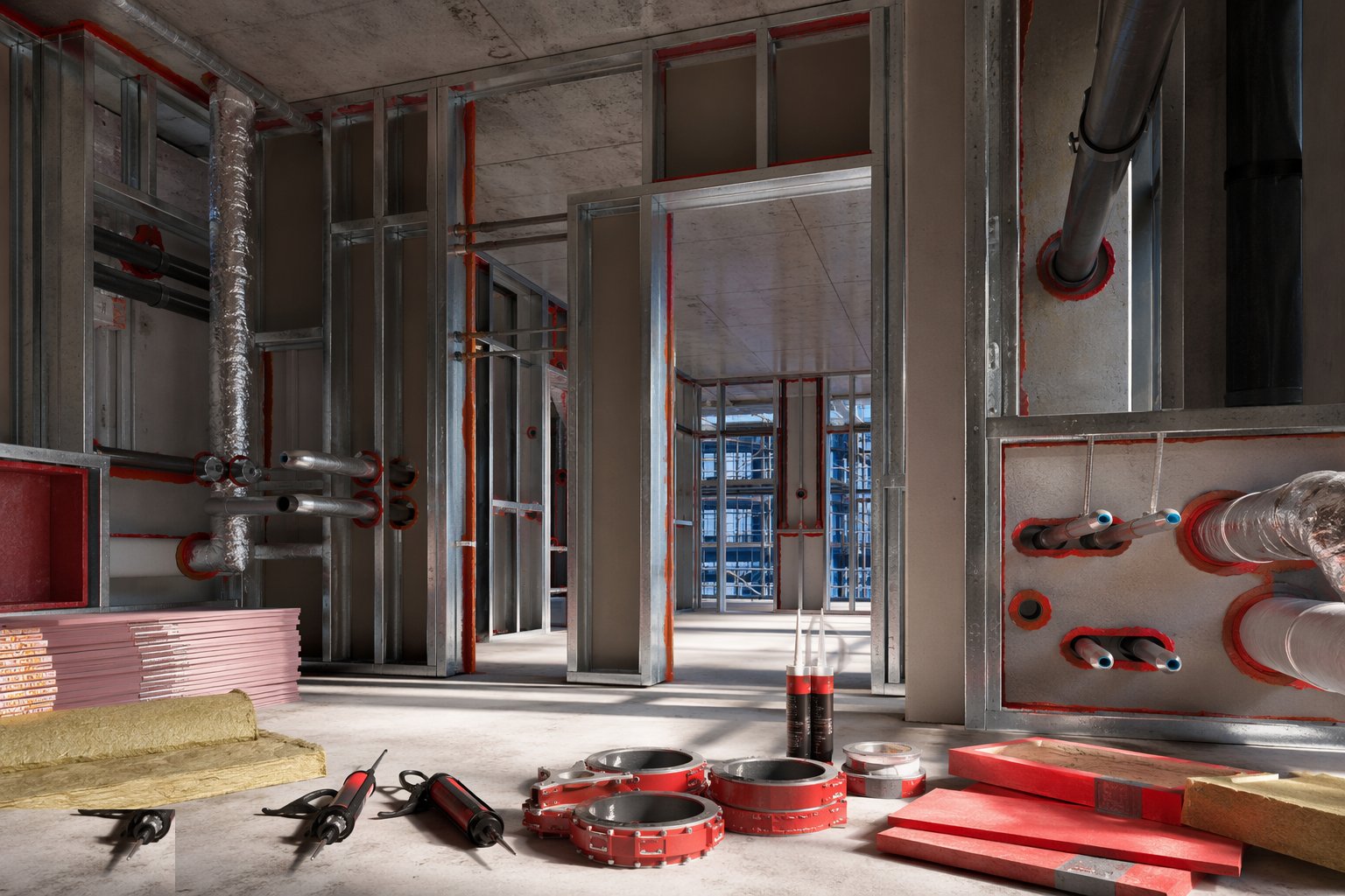 Map the compartment lines and the penetrations — Firestopping and Passive Fire Protection, step 1