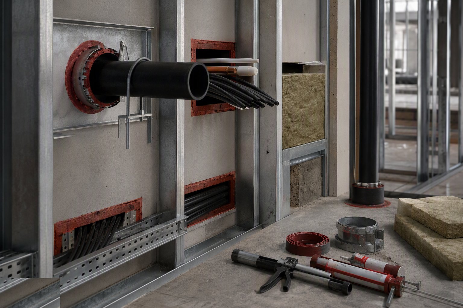 Form the openings correctly as work rises — Firestopping and Passive Fire Protection, step 3
