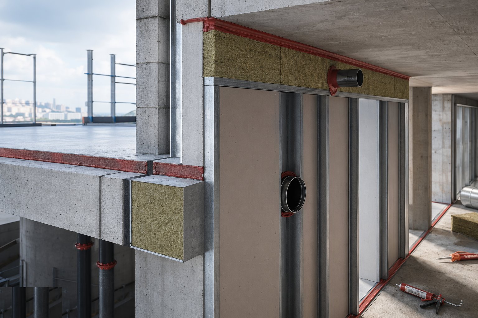 Seal the linear gaps at heads and edges — Firestopping and Passive Fire Protection, step 6