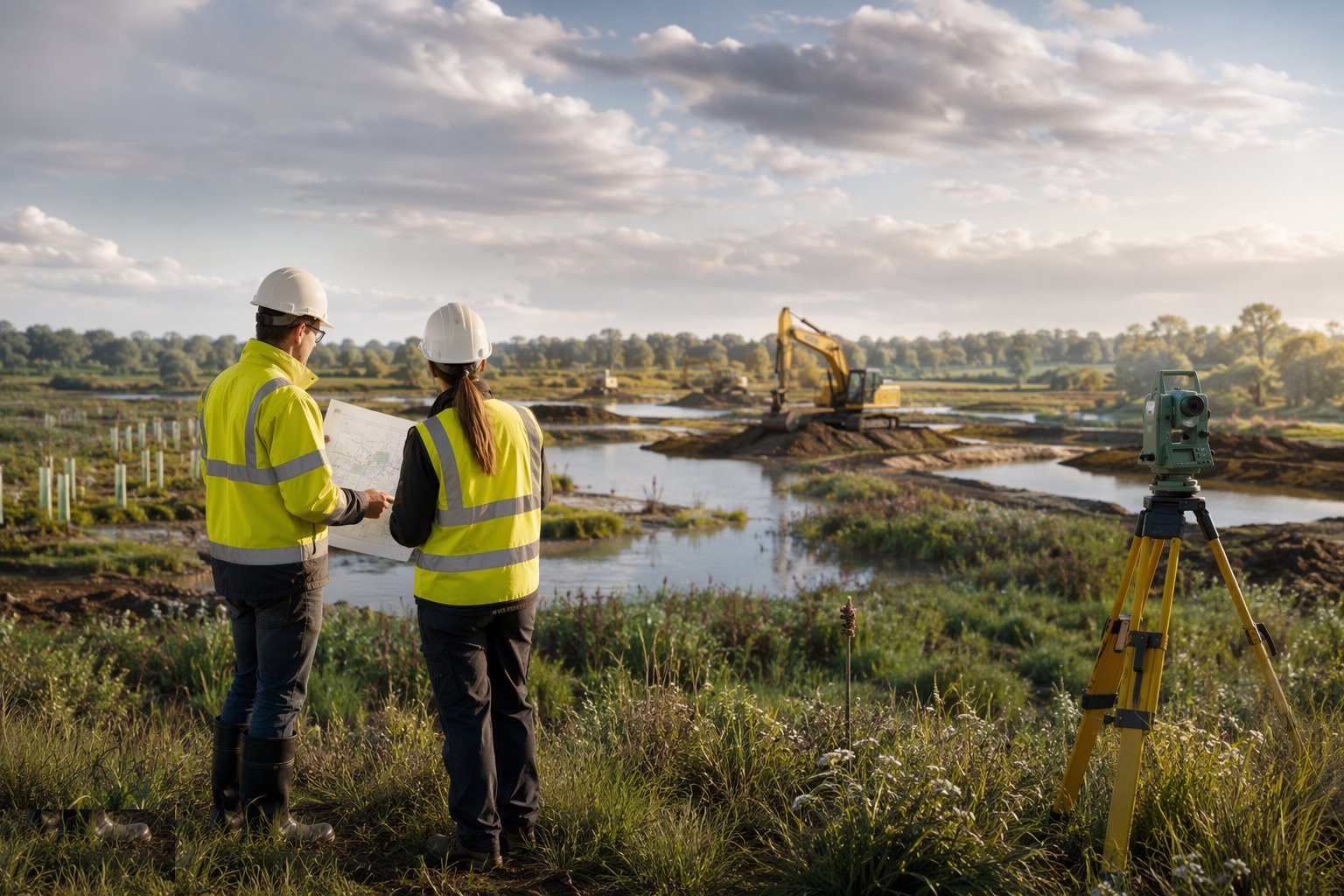 Survey, license and plan the works — Habitat Creation & Environmental Mitigation, step 1