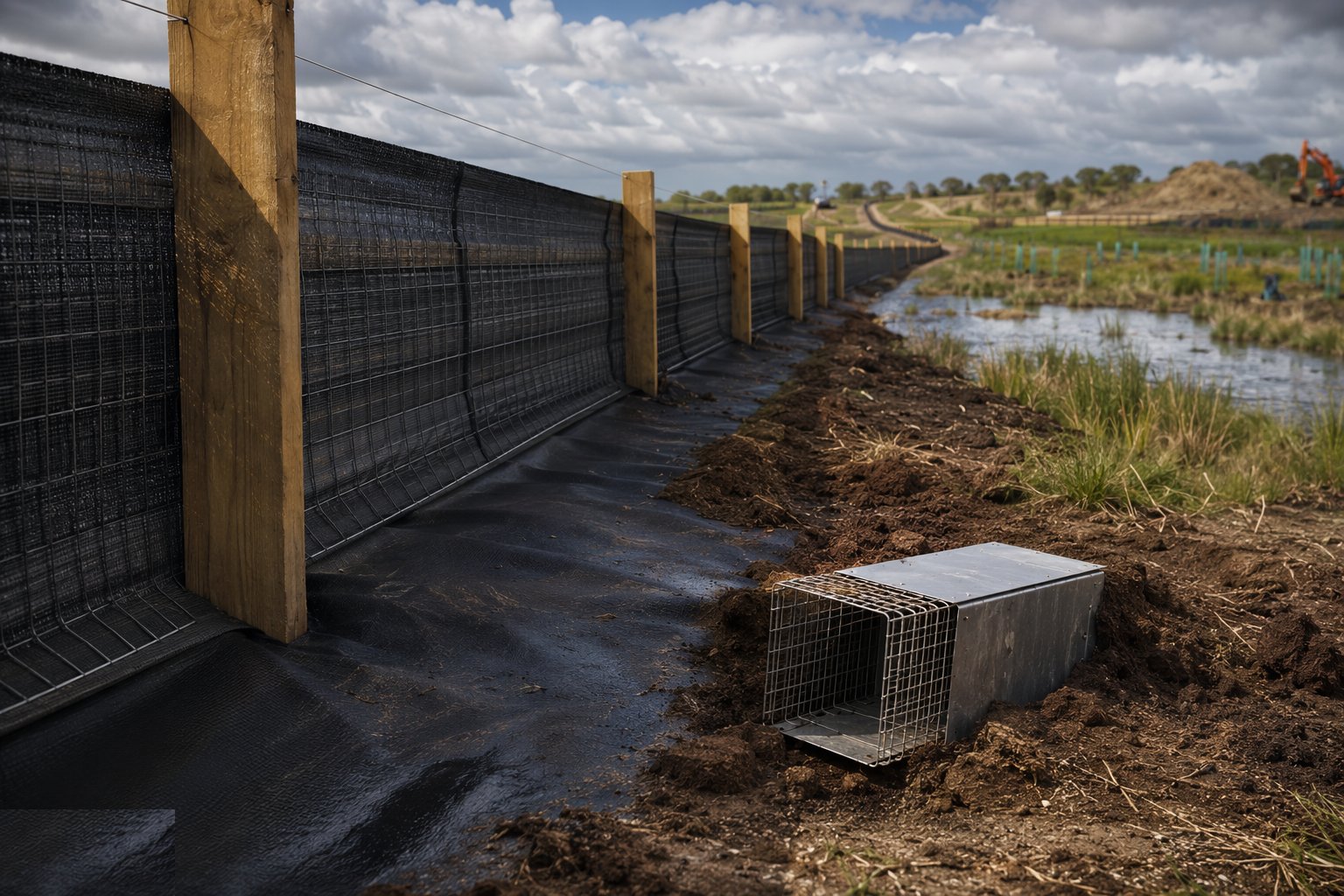 Install exclusion fencing and traps — Habitat Creation & Environmental Mitigation, step 2