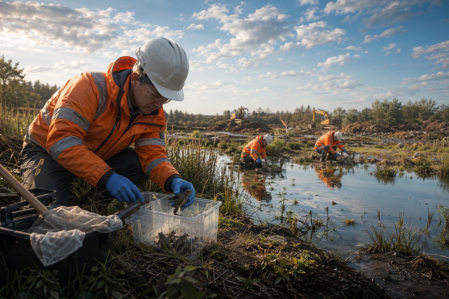 Capture and translocate the animals — Habitat Creation & Environmental Mitigation, step 3