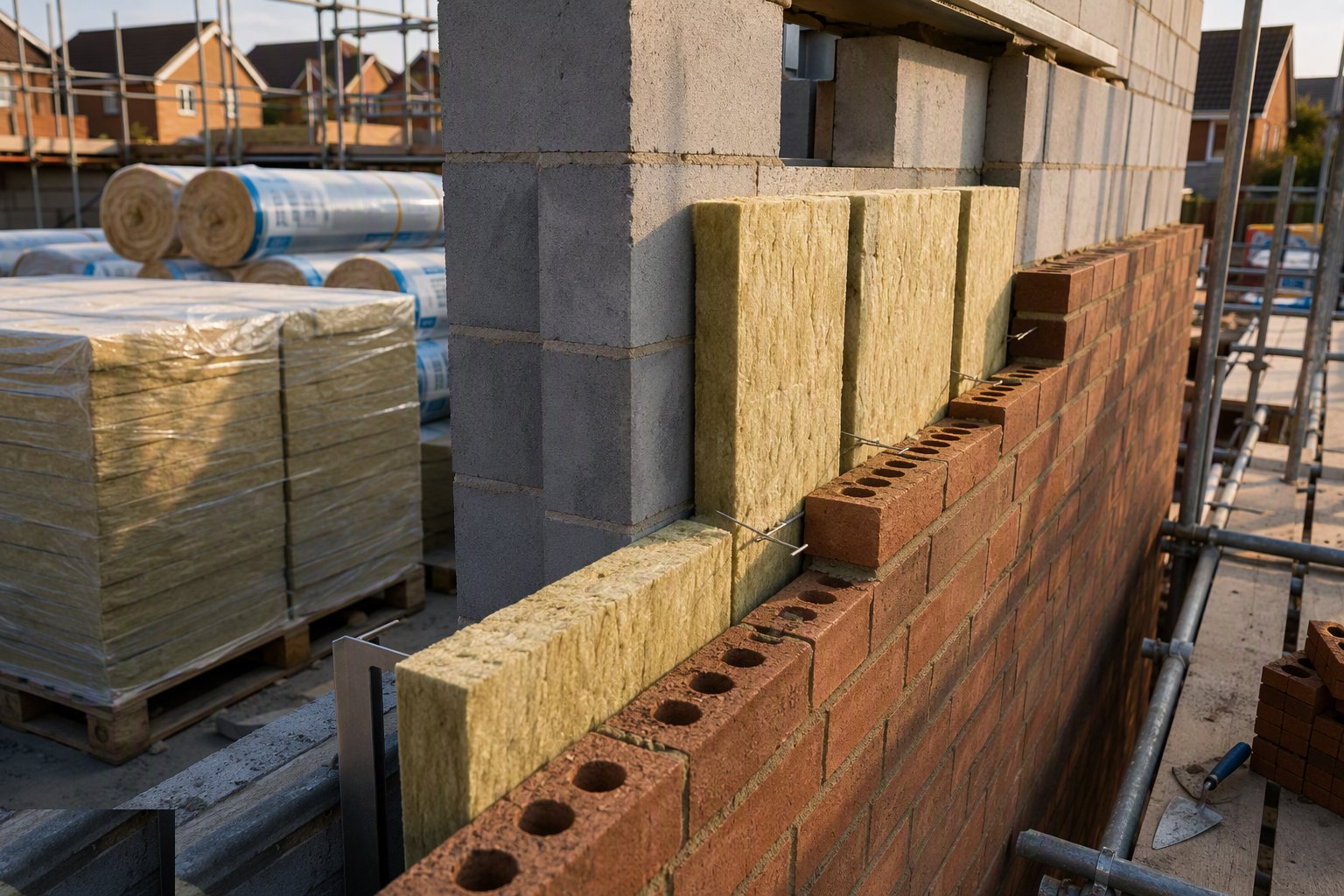 Build in cavity insulation as the wall rises — Insulation Systems, step 3
