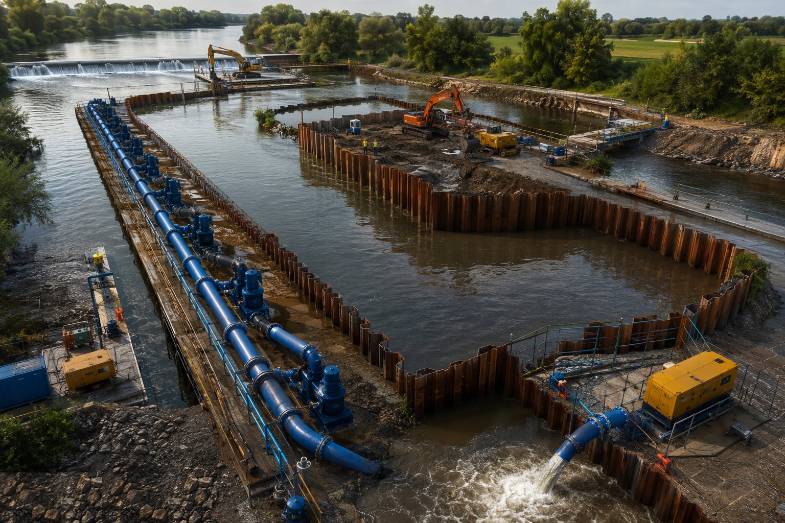 Plan the temporary diversion and isolation — River Engineering & Watercourse Works, step 1