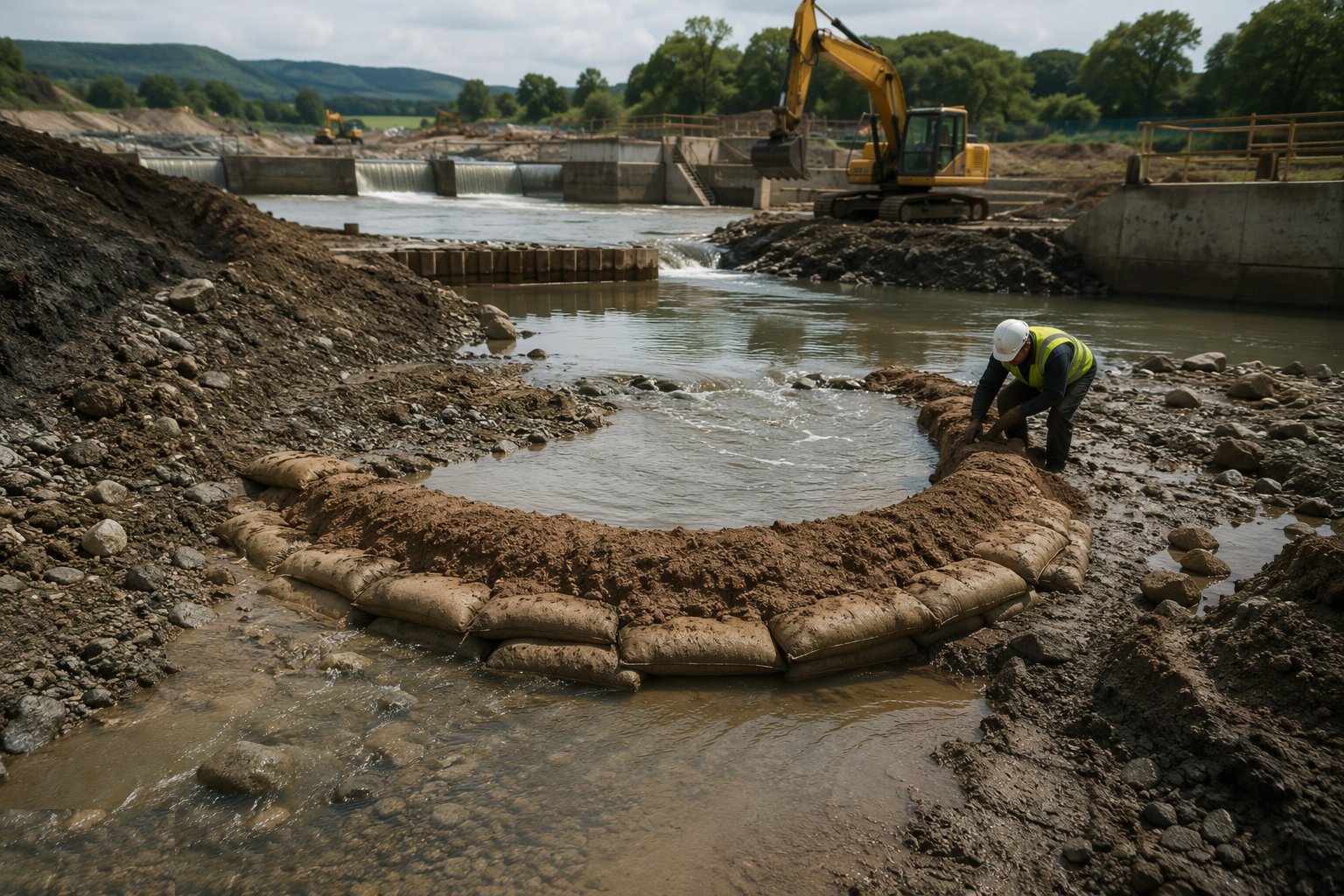Isolate and dewater the work area — River Engineering & Watercourse Works, step 2