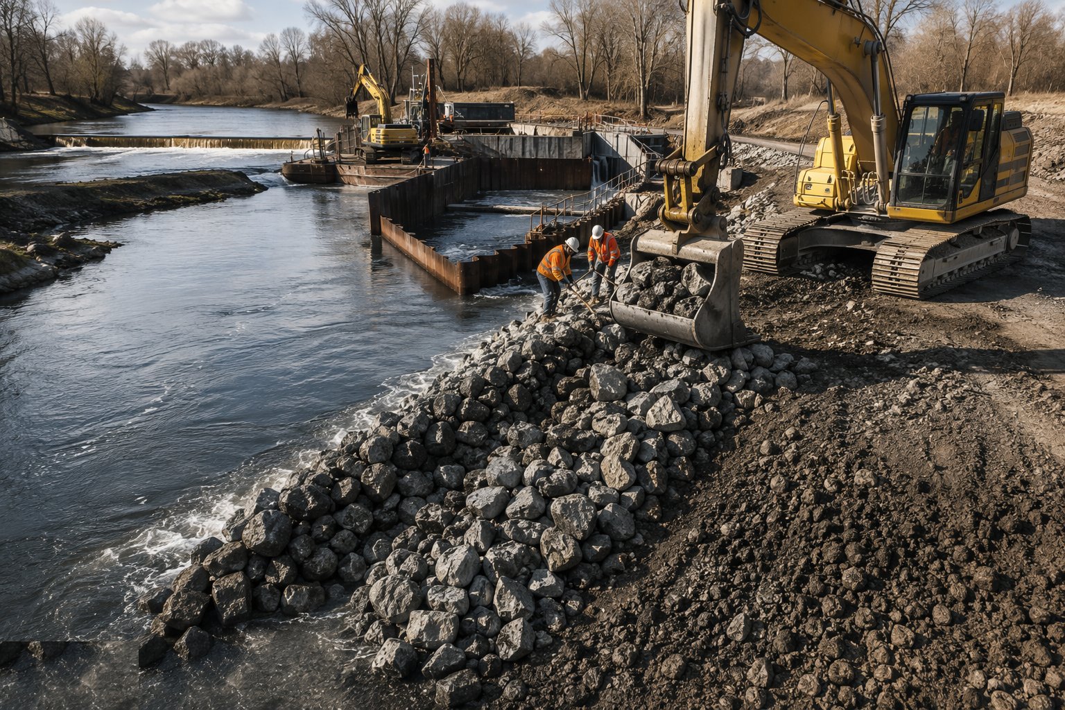Armour the banks and protect the toe — River Engineering & Watercourse Works, step 5