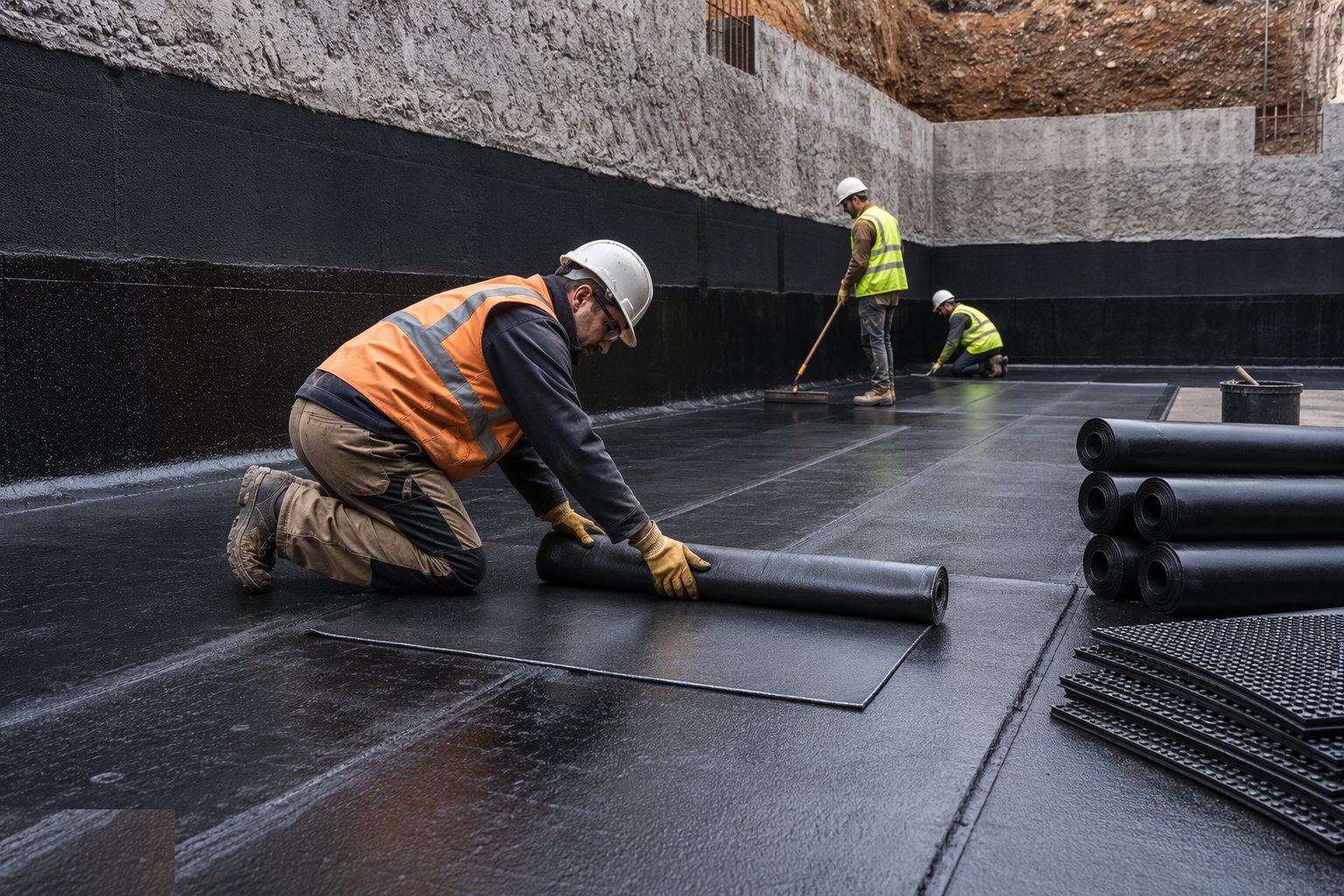 Apply the Type A membrane — Waterproofing and Tanking, step 4