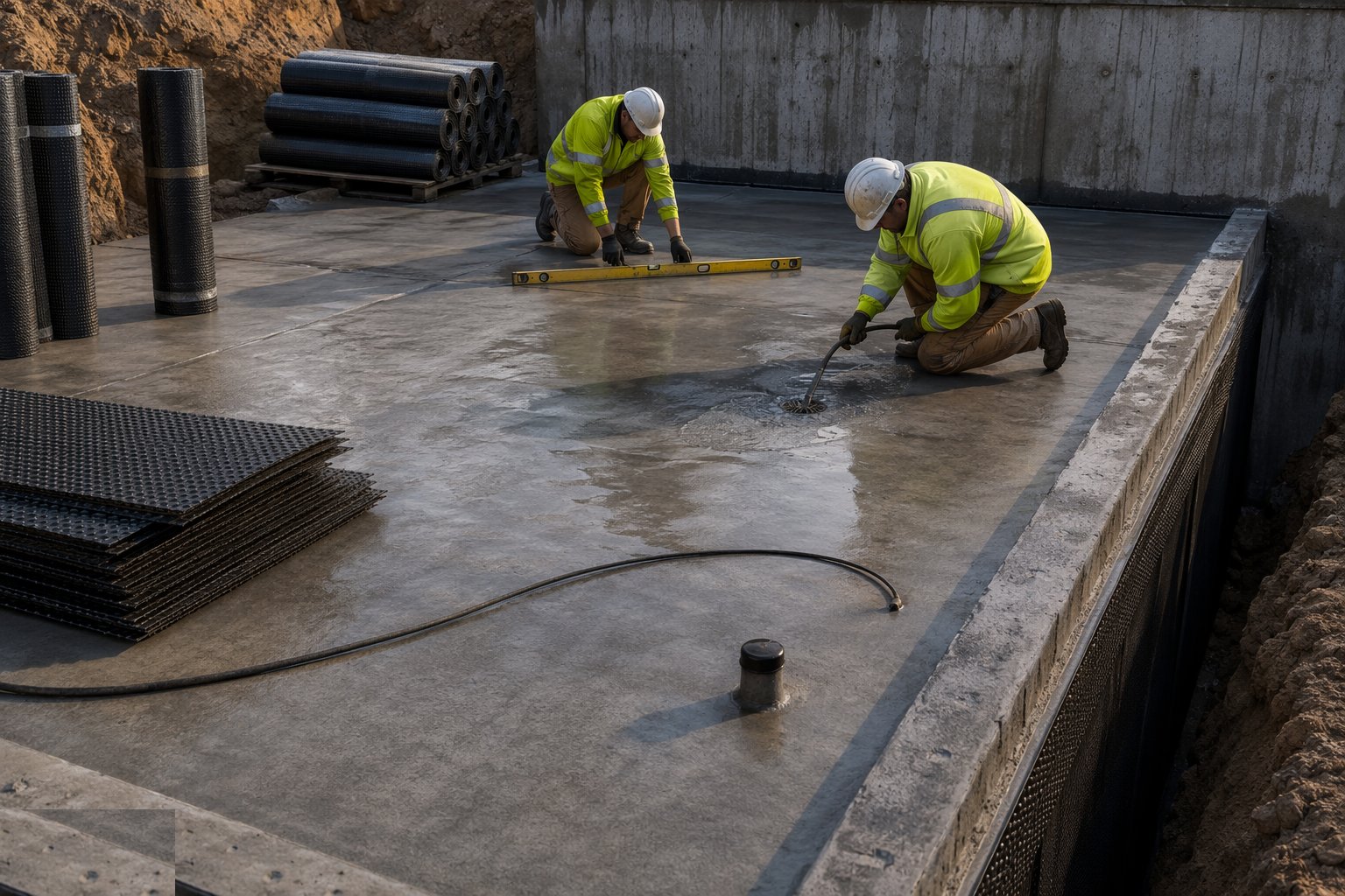 Lay the roof waterproofing — Waterproofing and Tanking, step 7