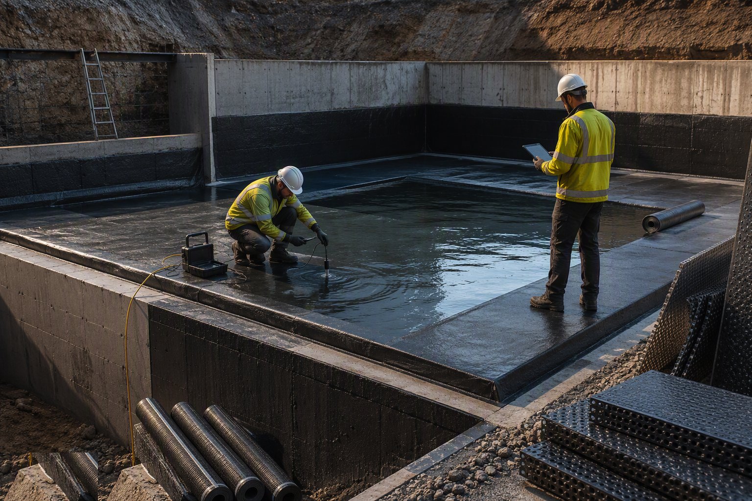 Test, commission and record — Waterproofing and Tanking, step 9