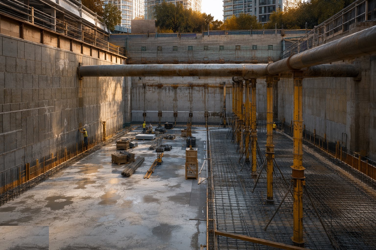 Construct the retaining wall — Basement & Substructure, step 2