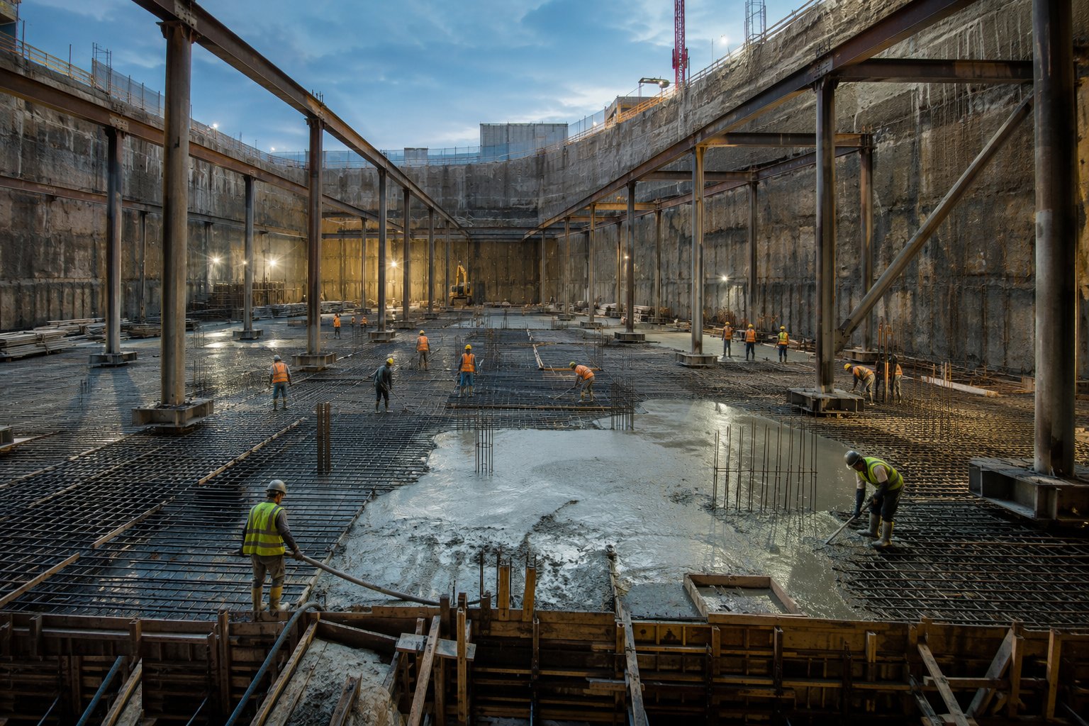 Form the base slab — Basement & Substructure, step 4