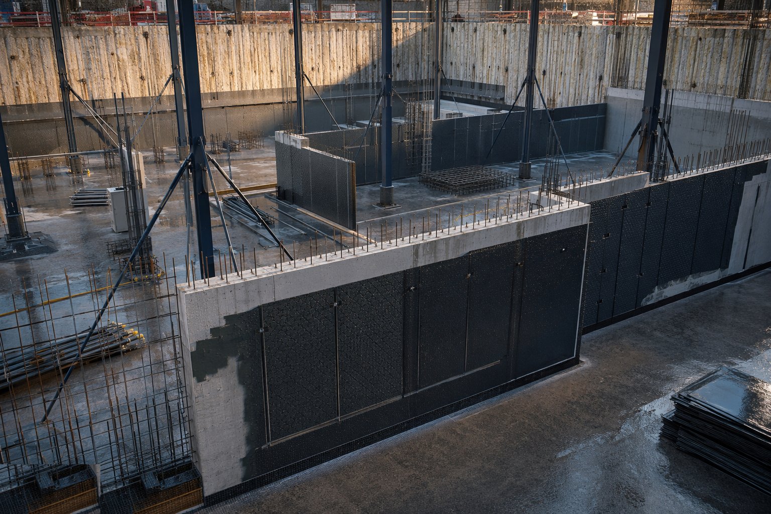 Construct walls and the waterproofing system — Basement & Substructure, step 5