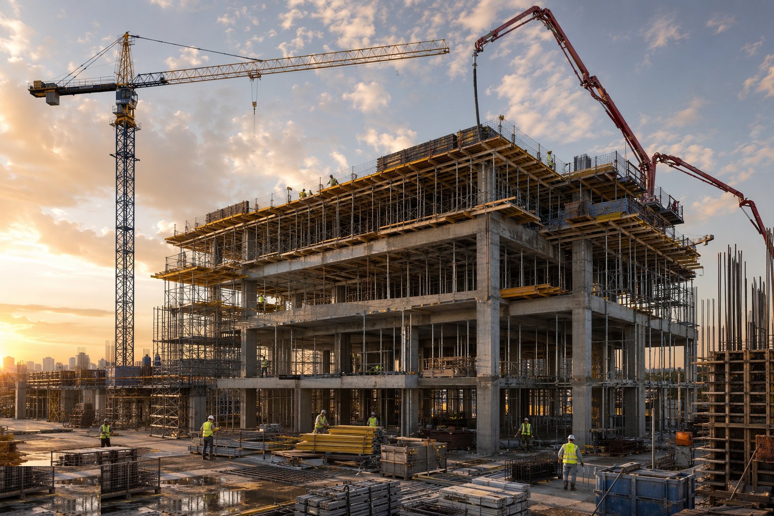 Erect formwork and falsework — Concrete Frame Construction, step 2
