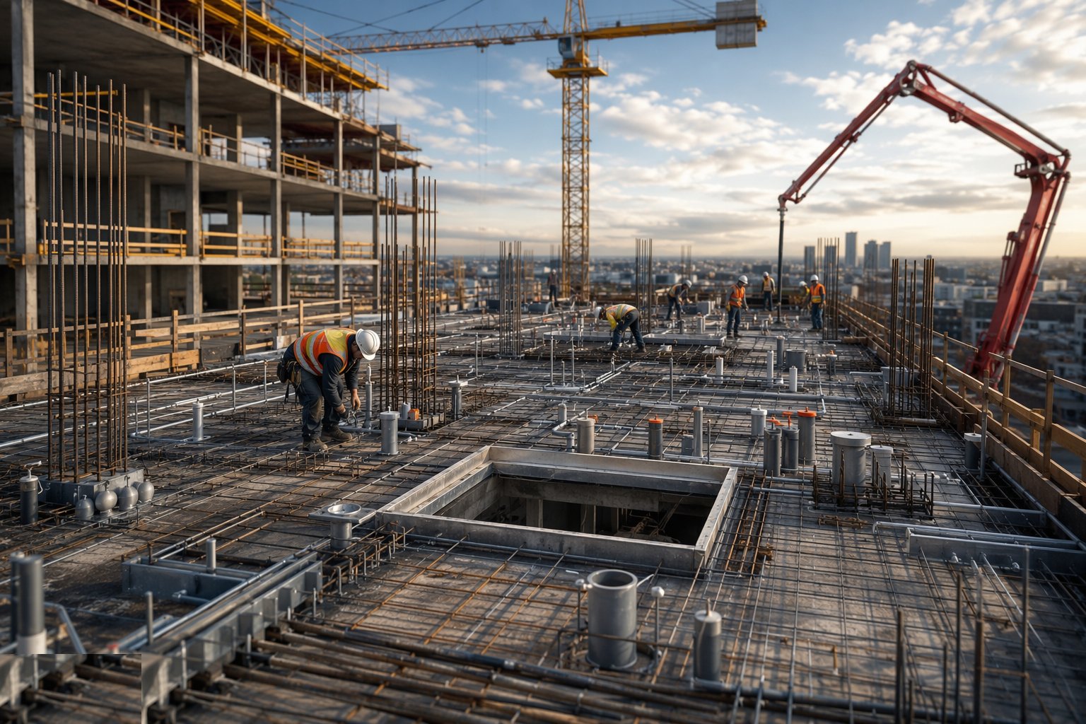 Set out cast-in items and openings — Concrete Frame Construction, step 4