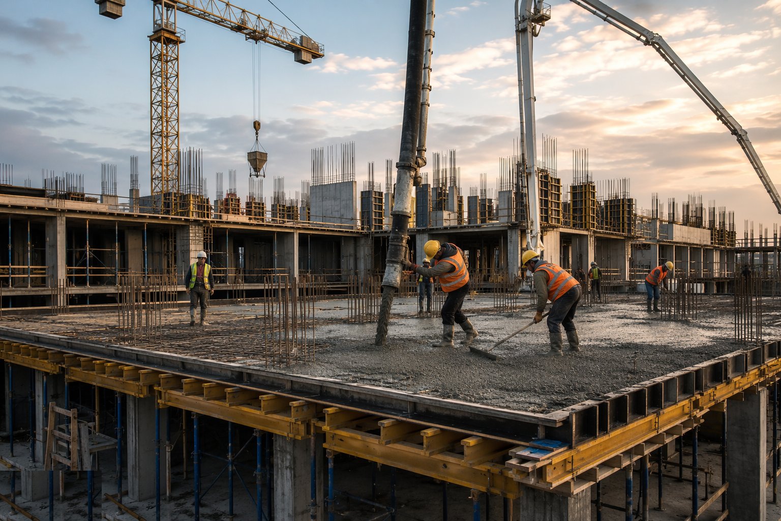 Pour and compact the concrete — Concrete Frame Construction, step 5
