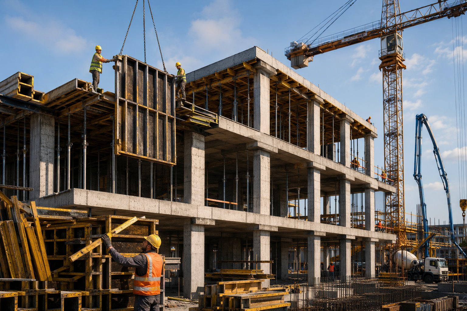 Strike formwork at proven strength — Concrete Frame Construction, step 7