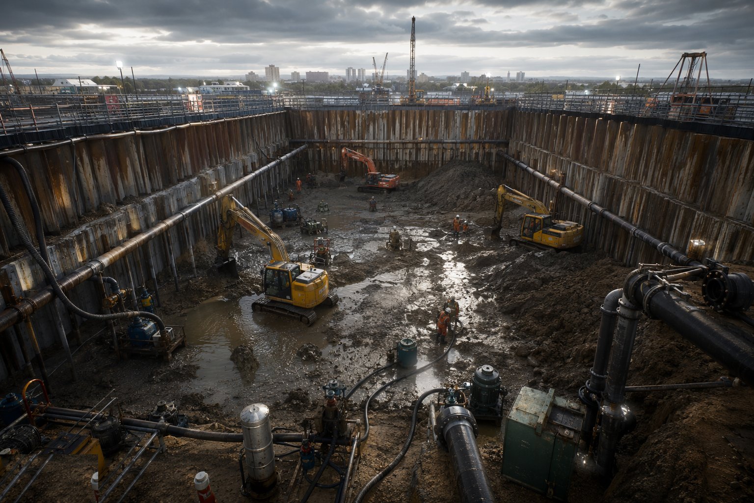 Excavate inside the controlled zone — Dewatering & Groundwater Control, step 4