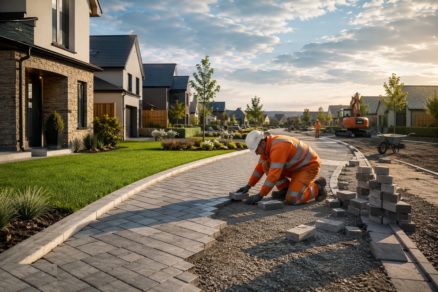 Construct footpaths, drives and hard landscape — External Works & Landscaping, step 4