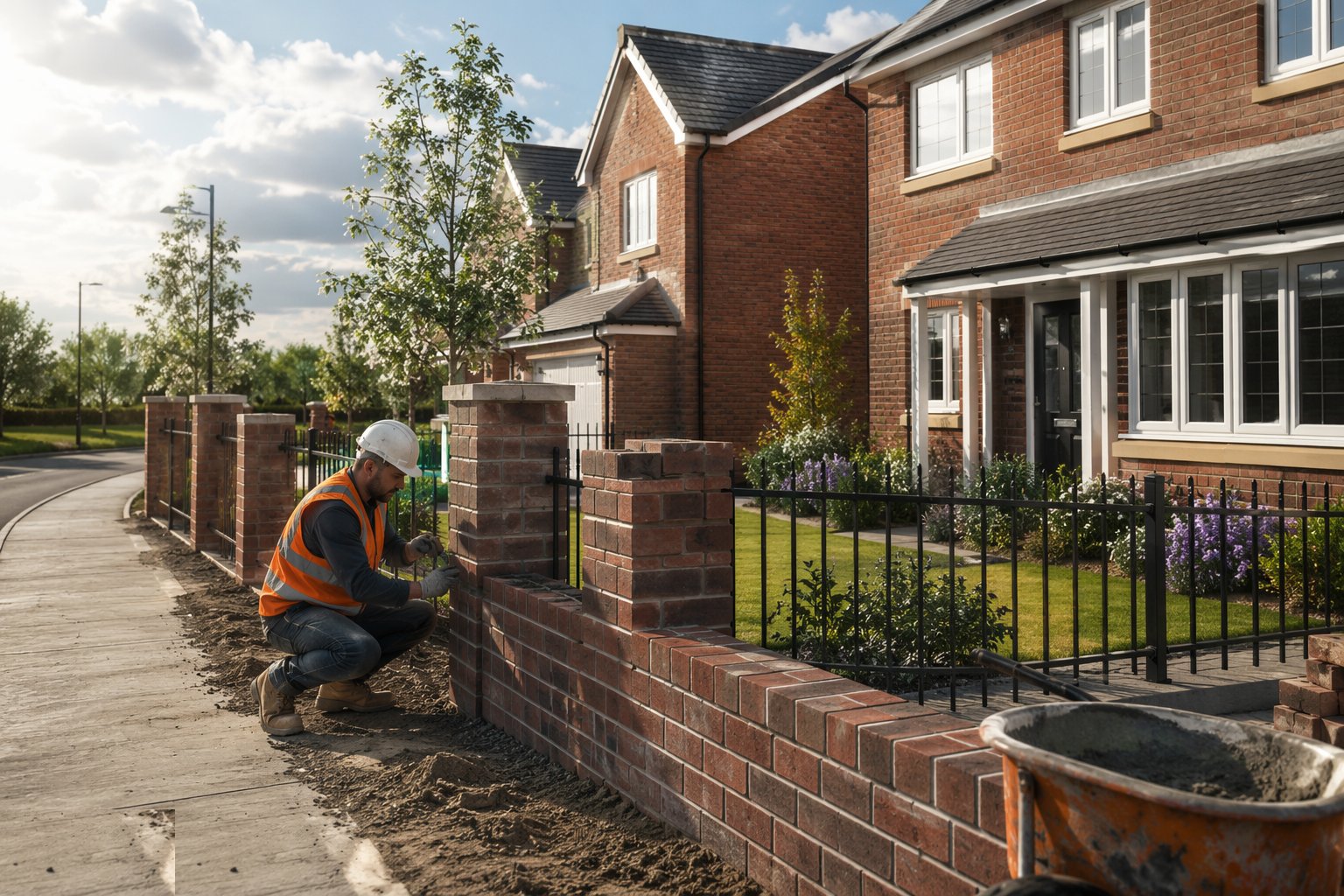 Erect boundary walls, fences and street furniture — External Works & Landscaping, step 5