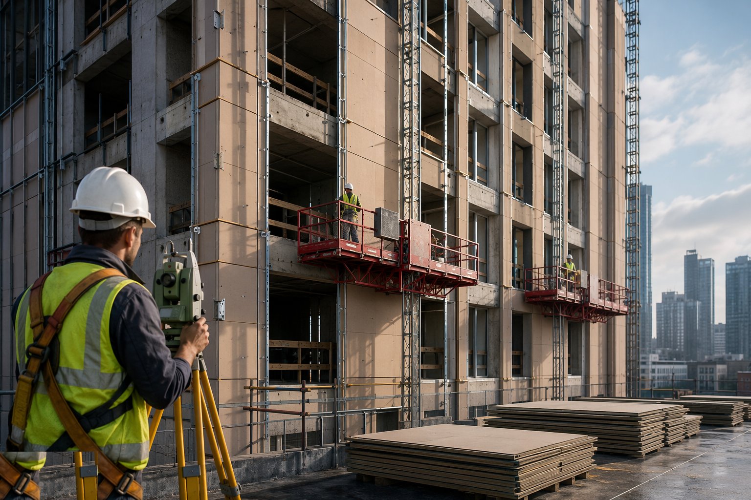 Survey the structure and set the support grid — Façade & Cladding, step 1