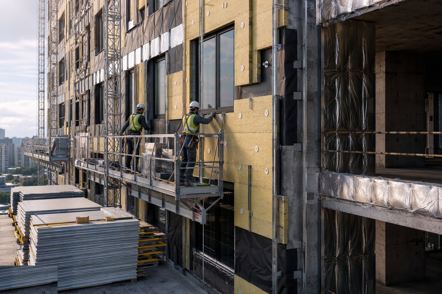 Fix insulation, membranes and fire barriers — Façade & Cladding, step 3