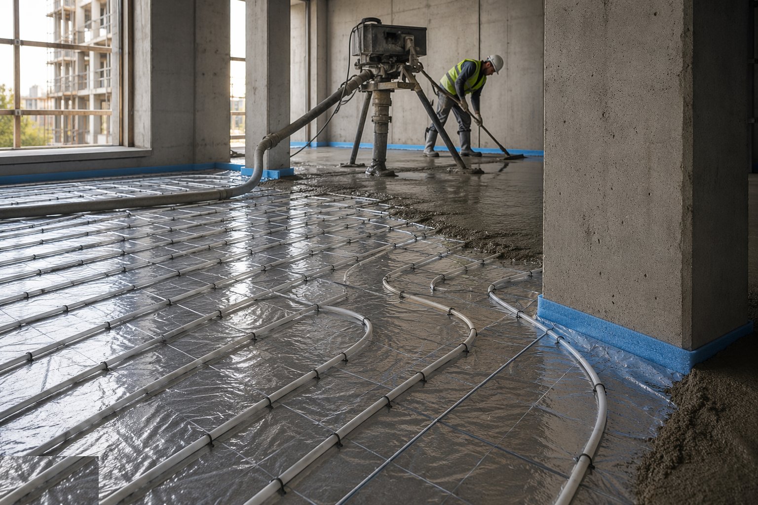 Install insulation and edge strips — Floor Slabs & Screeds, step 3
