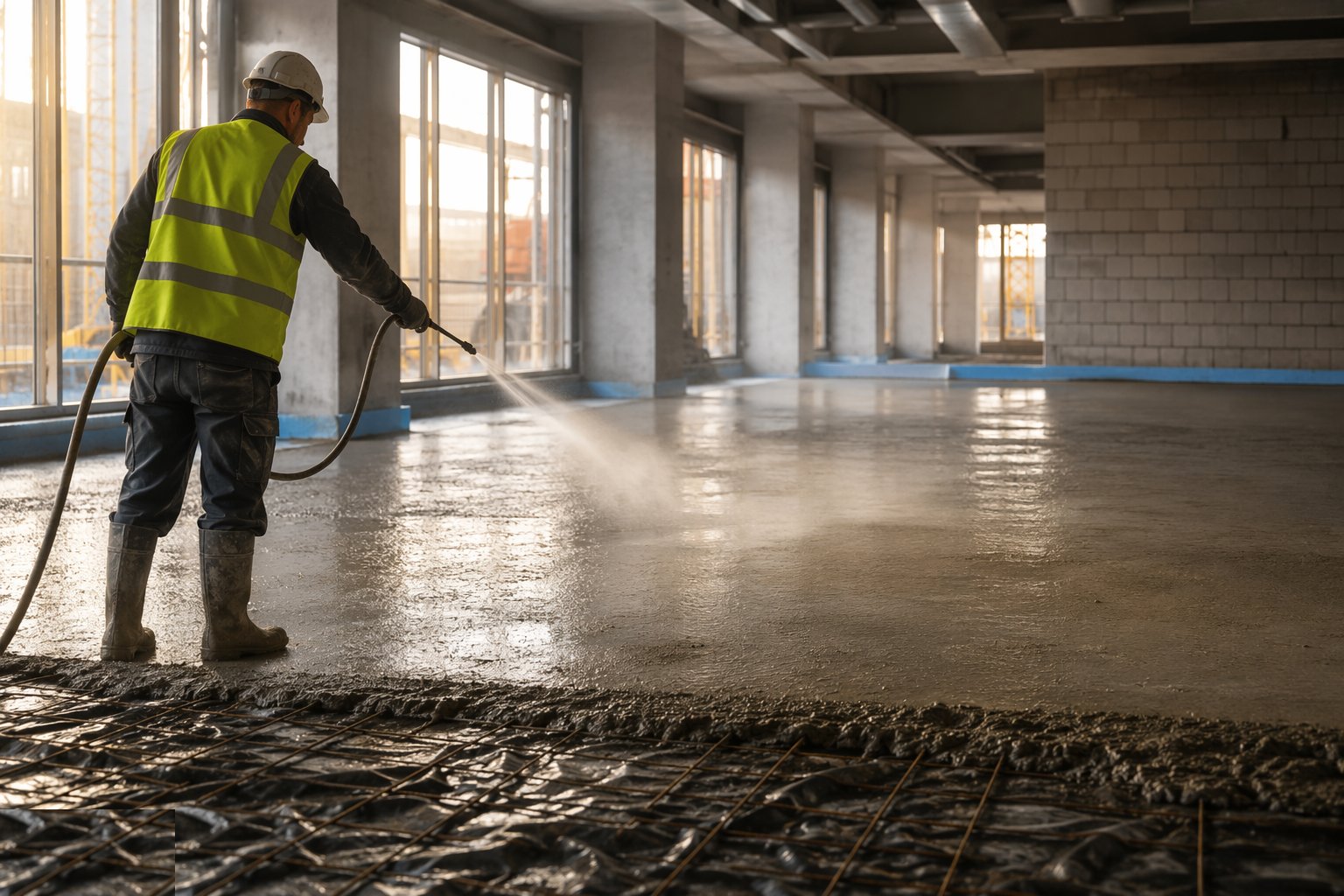 Cure the slab — Floor Slabs & Screeds, step 5