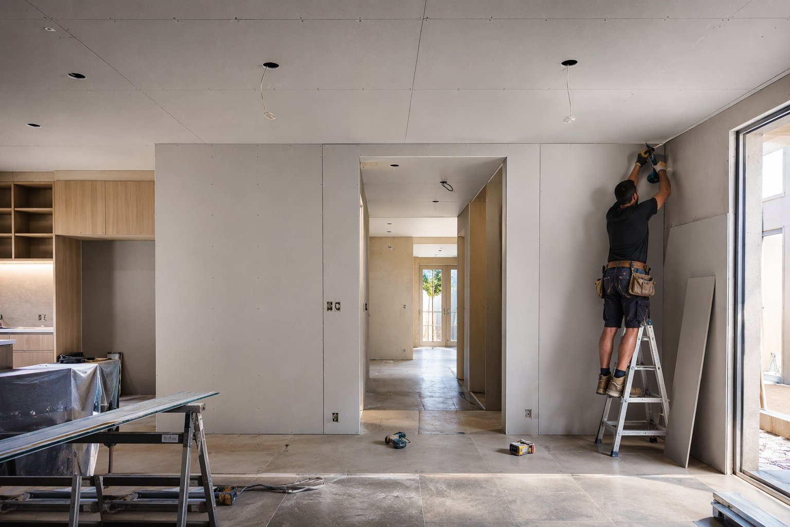 Board walls and ceilings — Internal Finishes, step 2